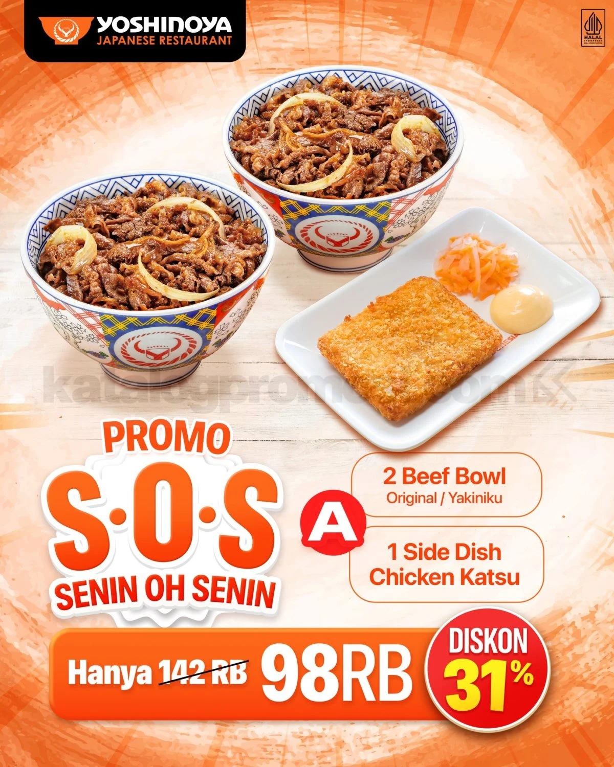 Yoshinoya S.O.S: Hemat Senin Rp37.000, 13 Juli 2026