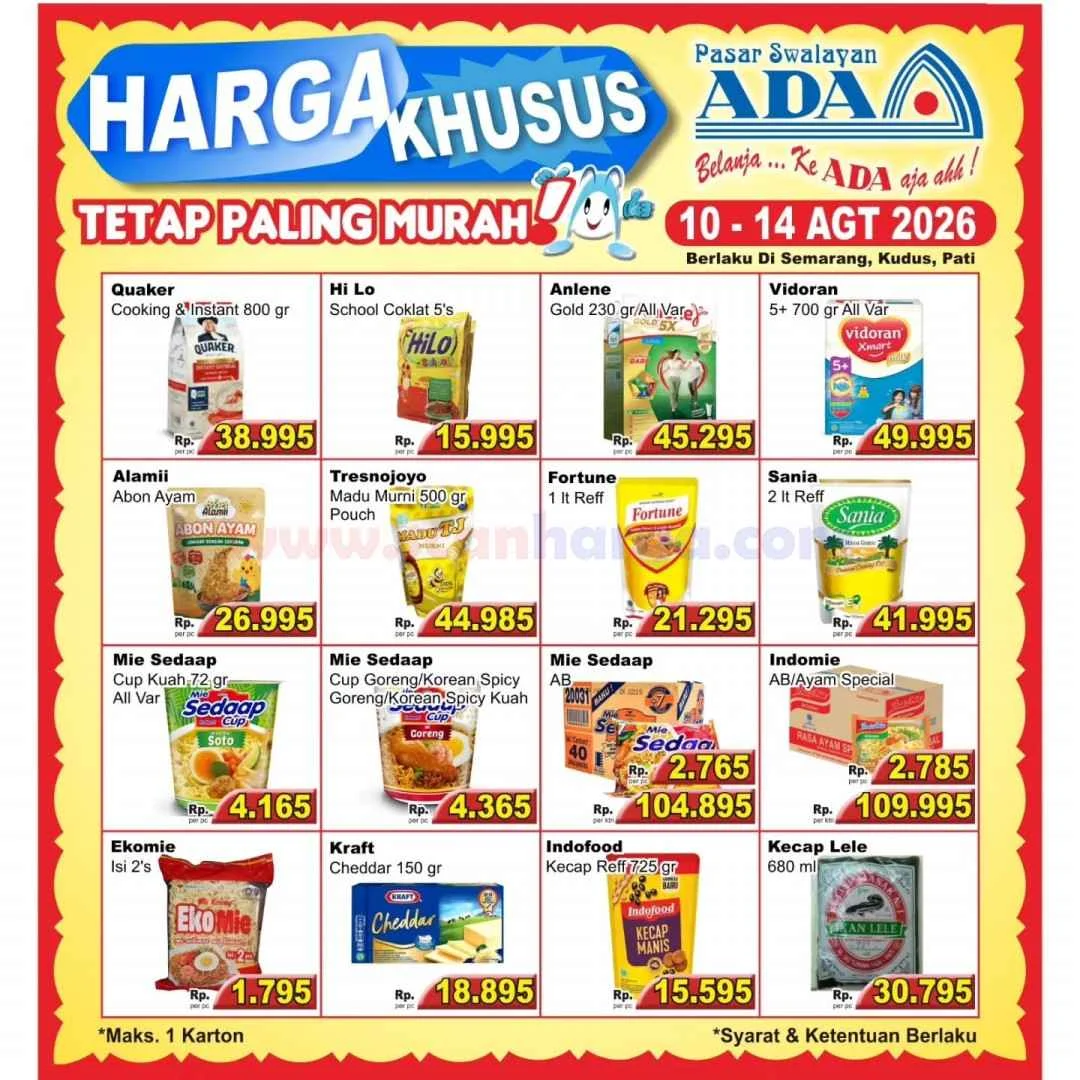 Ada Swalayan: Promo Weekday 10-14 Agustus 2026