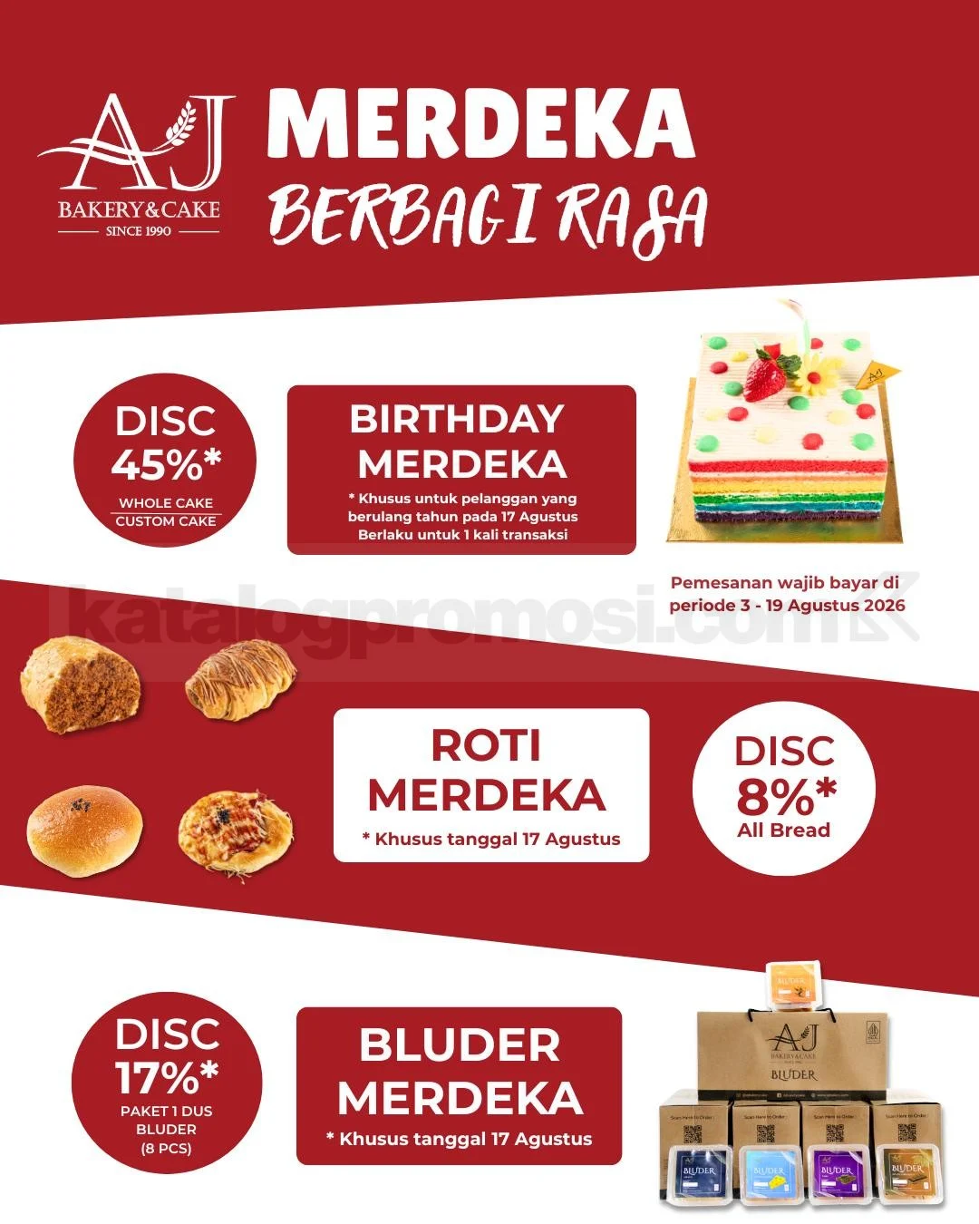 AJ Bakery: Diskon Merdeka Hingga 45% untuk Anda!