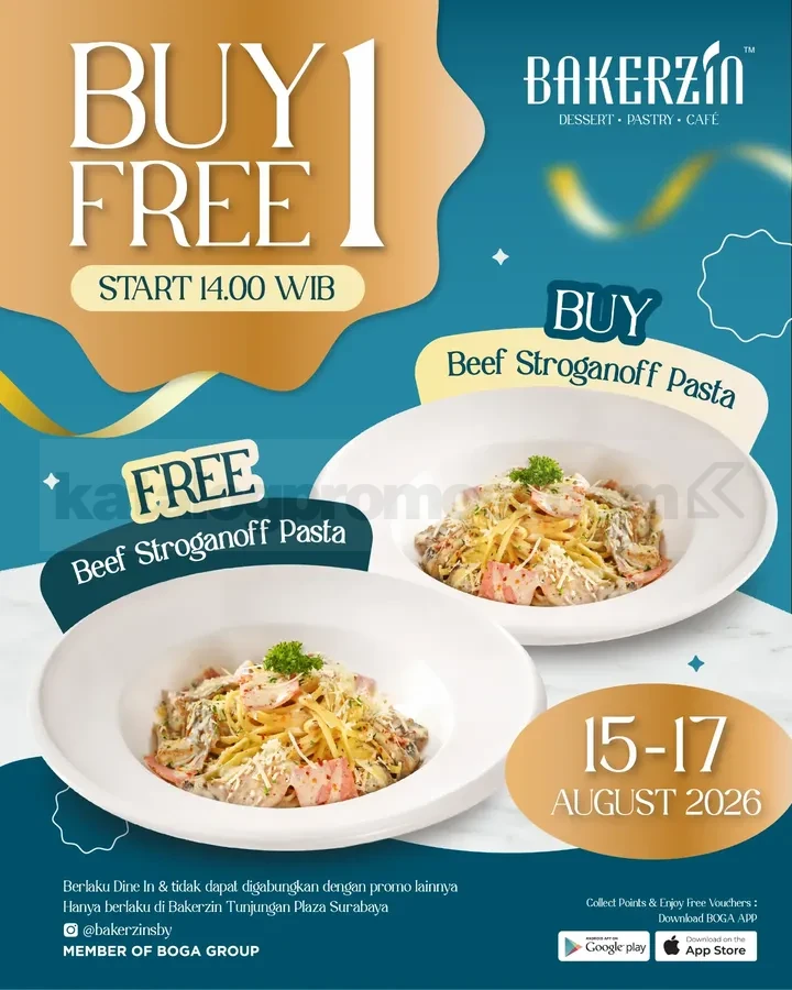 Bakerzin: Beli 1 Gratis 1 Pasta Stroganoff Daging di Tunjungan Plaza