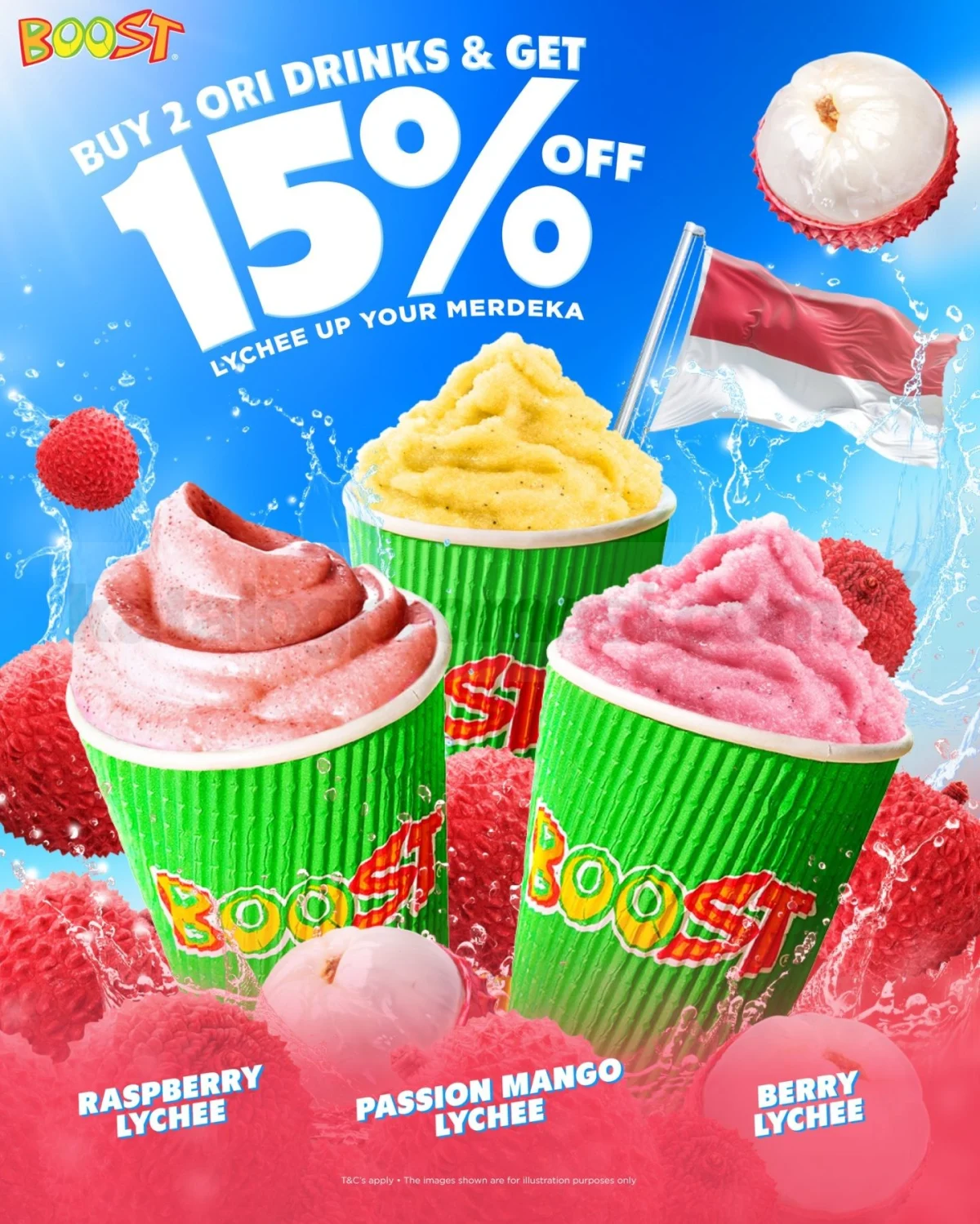 Boost Juice: Diskon 15% untuk 2 Minuman Lychee 17 Agustus 2026