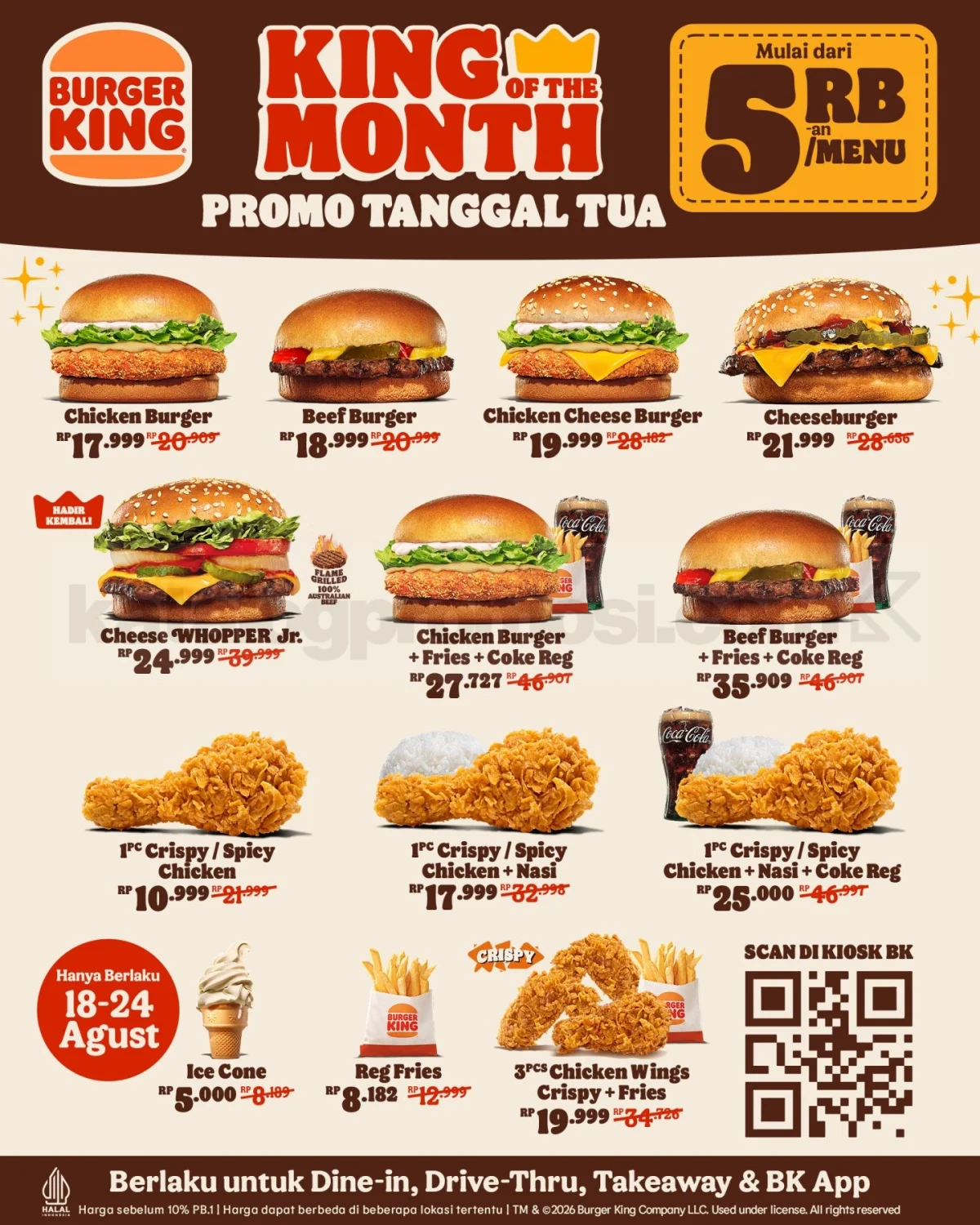 Burger King Tawarkan Promo King of The Month Mulai Rp5.000