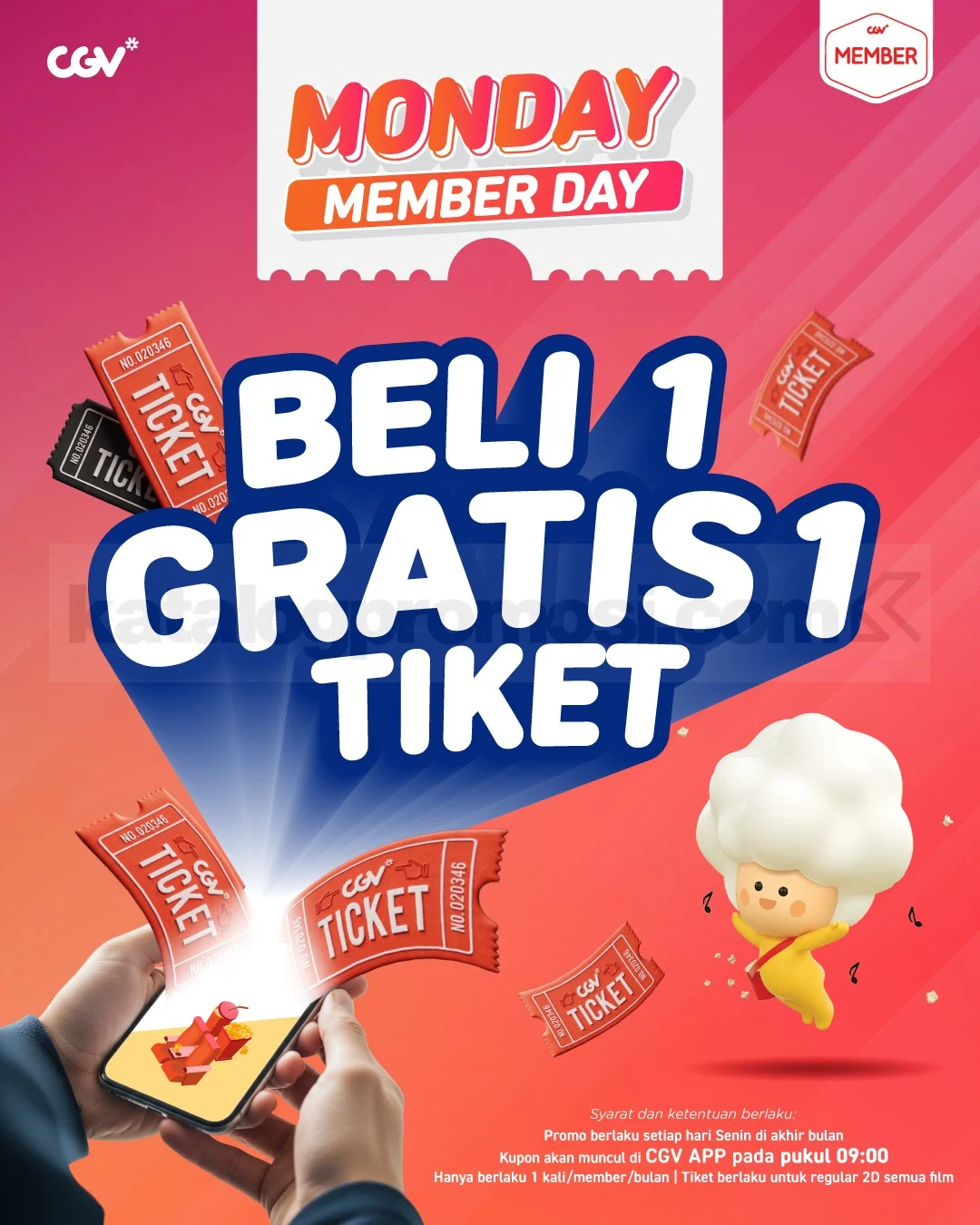 CGV Monday Member Day: Beli 1 Gratis 1 Tiket Regular 2D