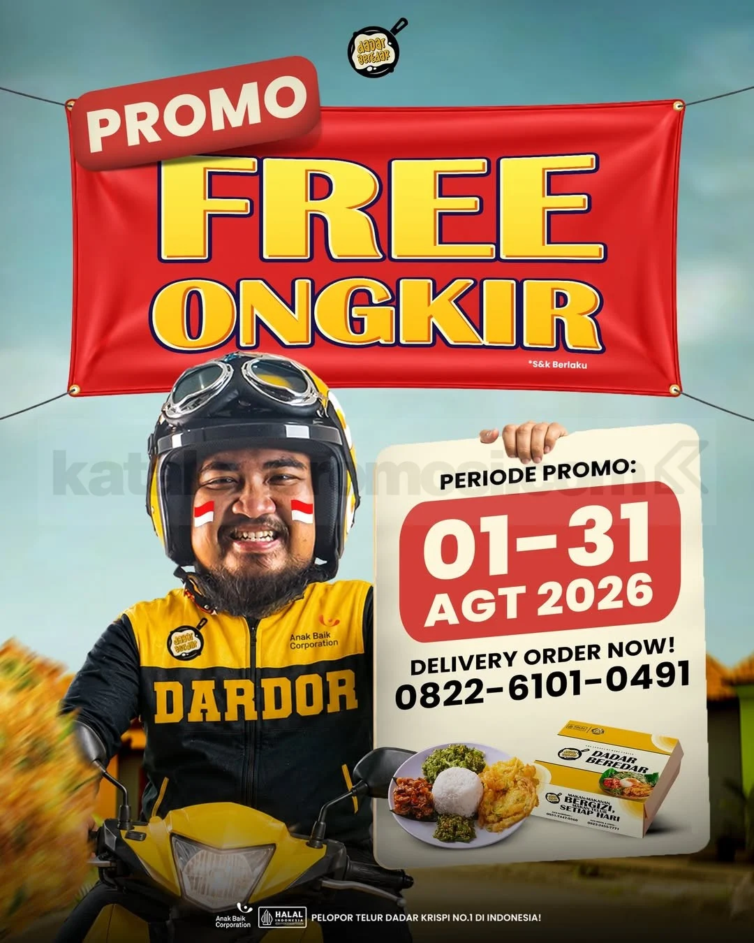 Dadar Beredar Gratis Ongkir via DarDor Agustus 2026