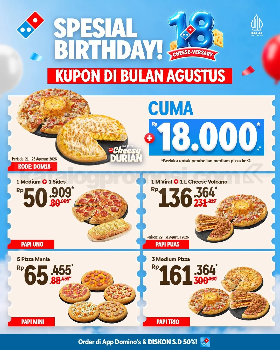 Domino's Rayakan 18th Cheeseversary: Diskon Hingga 50% Sepanjang Agustus
