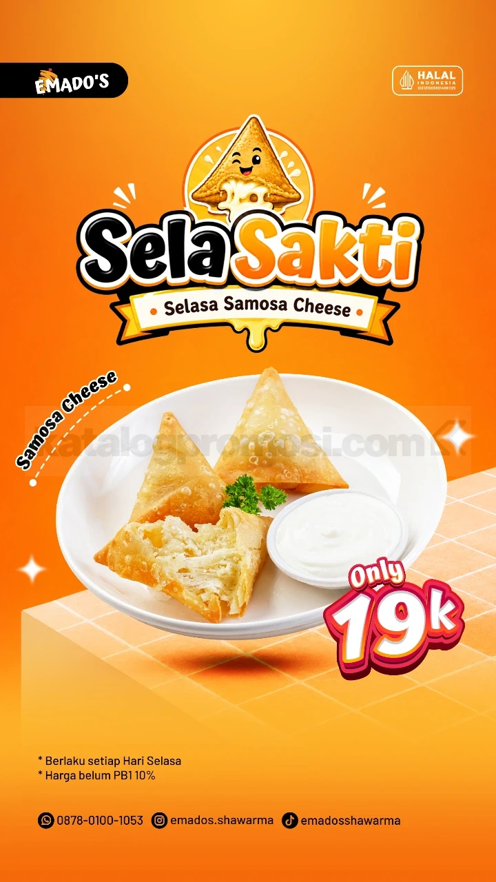 Emado's SelaSakti: 3 Samosa Cheese Hanya Rp19.000 Setiap Selasa!