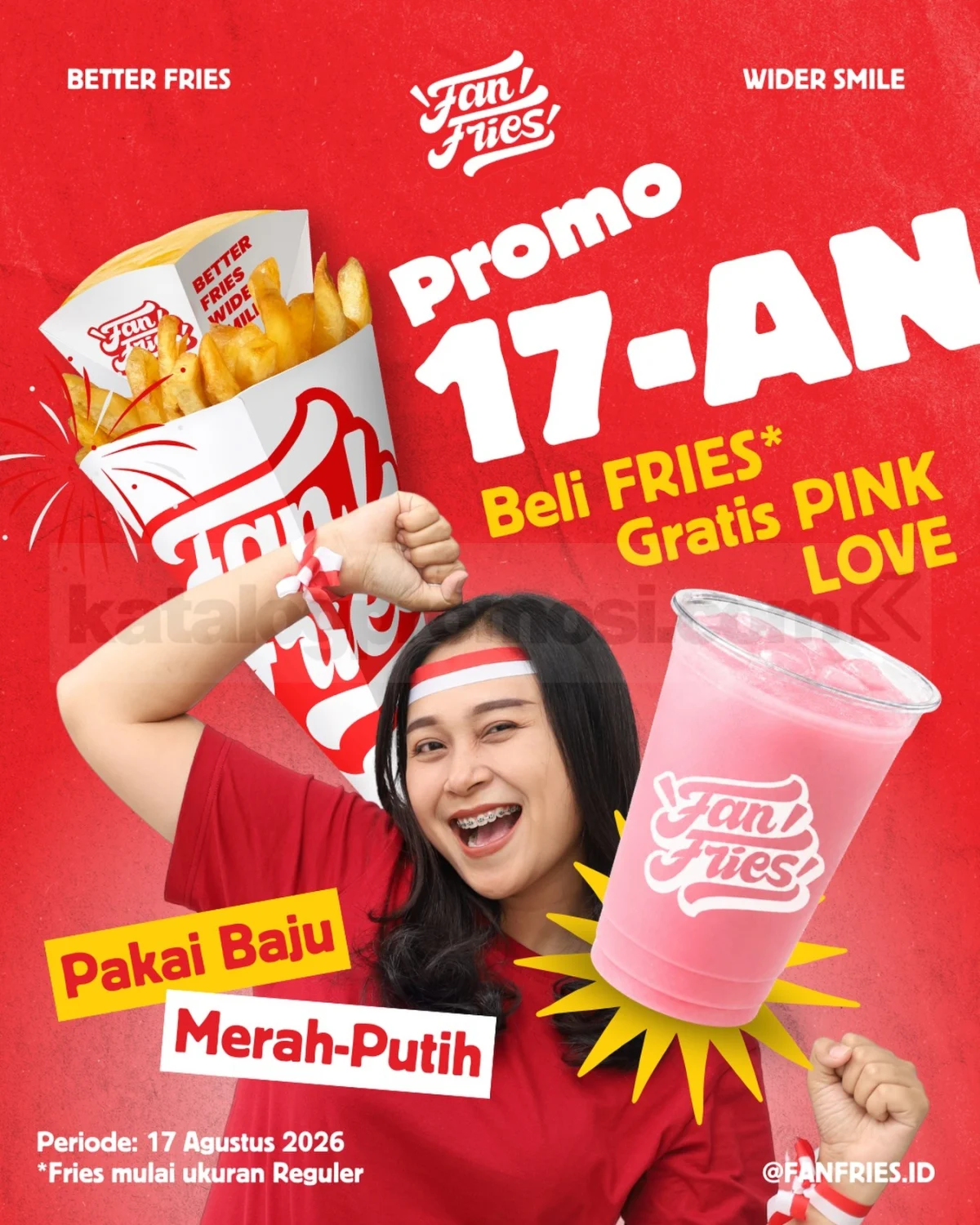 Fan Fries Hadirkan Promo Spesial 17-an: Beli Fries, Gratis Minuman Pink Love