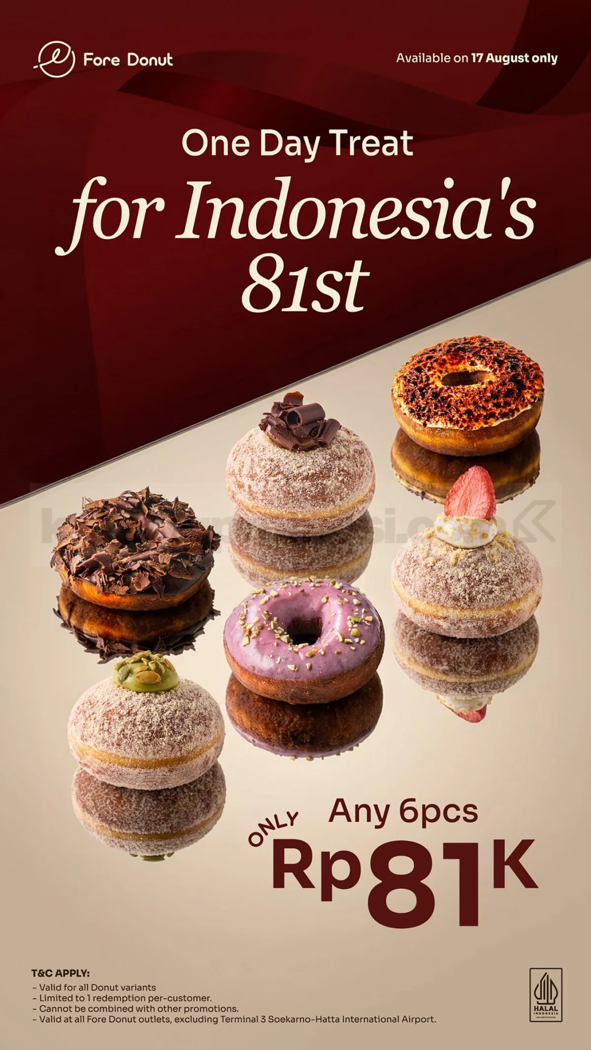 Fore Donut Hadirkan Promo Spesial 6 Donut Rp81.000 di 17 Agustus