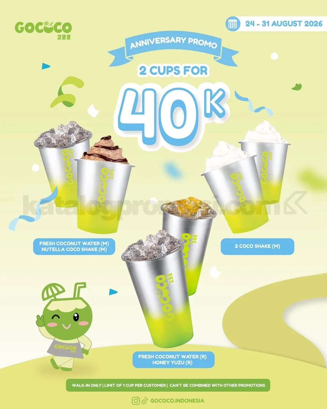 GOCOCO Anniversary: 2 Cups Hanya Rp40 Ribu!