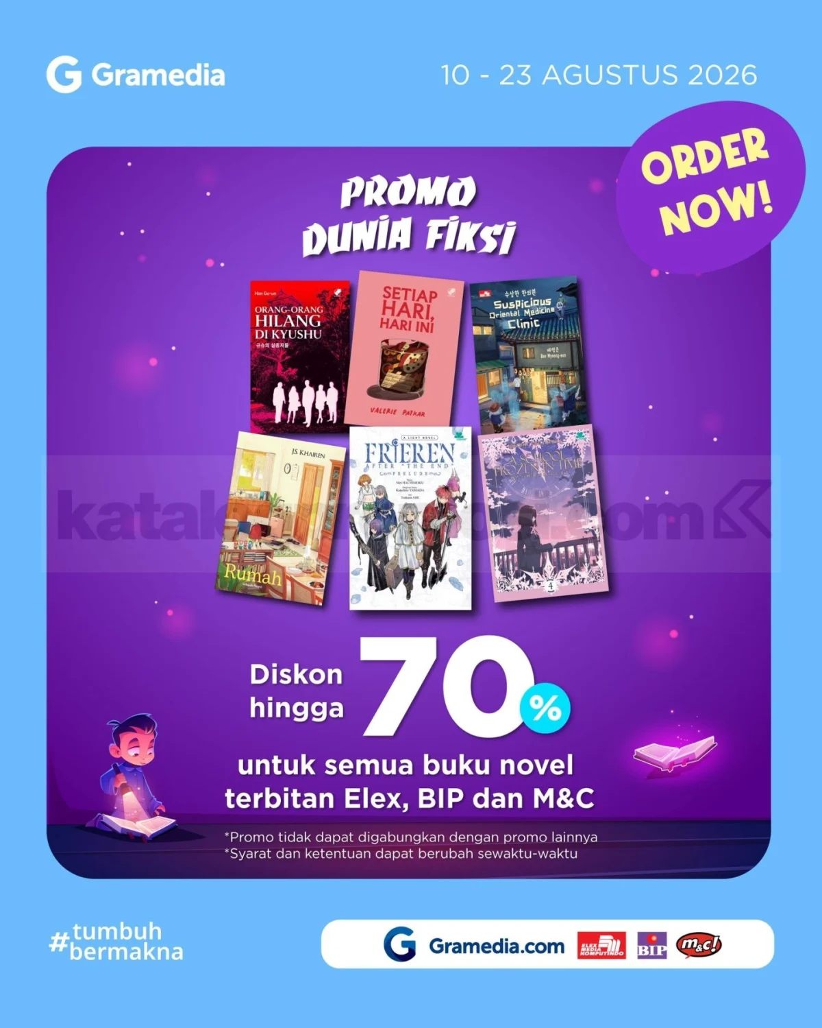 Gramedia Diskon Novel Hingga 70% & Hadiah Wow!