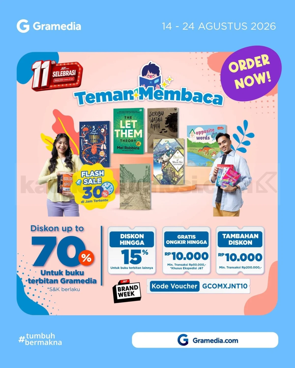 Gramedia Tawarkan Diskon Buku Hingga 70% & Gratis Ongkir Agustus 2026