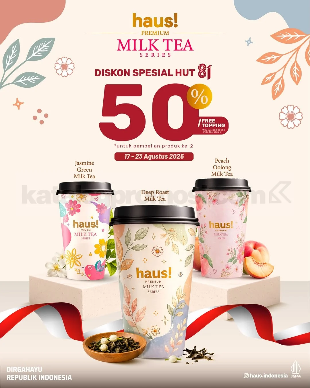 Haus! Merdeka: Diskon 50% & Free Topping Milk Tea Series
