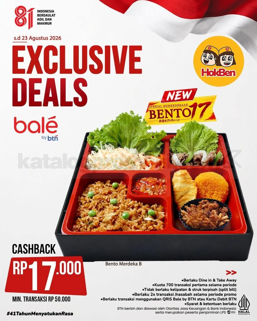 HokBen Tawarkan Promo Merdeka Cashback Hingga Rp17.845