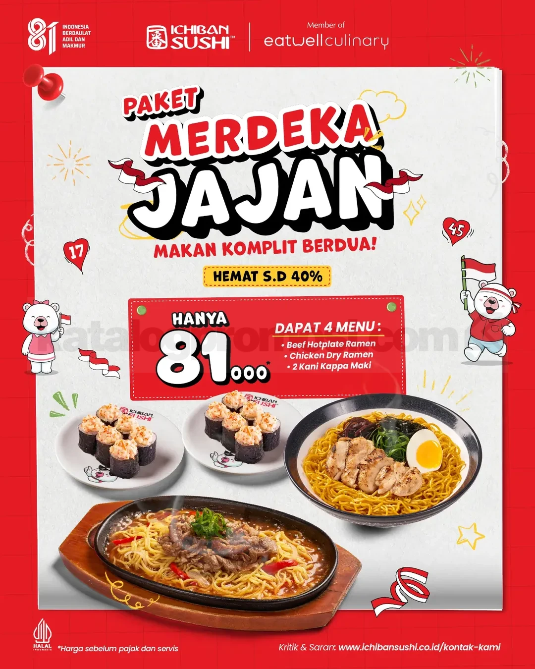 Ichiban Sushi Tawarkan Paket Merdeka Jajan Rp81 Ribu