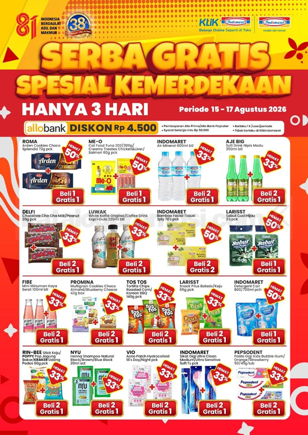 Indomaret Rayakan Kemerdekaan dengan Promo Serba Gratis 15-17 Agustus 2026