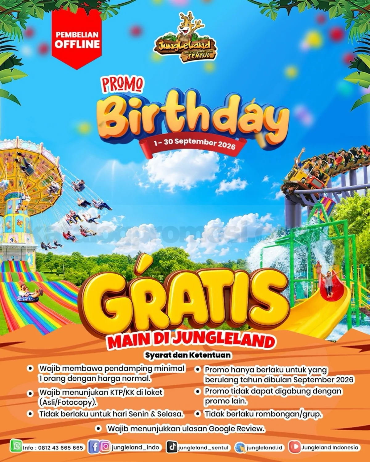 JungleLand Hadiah Ulang Tahun: Gratis Tiket September 2026!