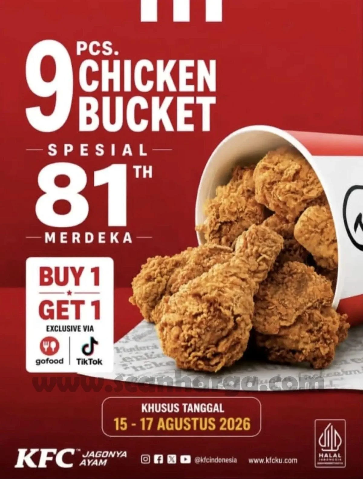 KFC Merdeka: Beli 1 Gratis 1 Chicken Bucket Hingga 18 Agustus!