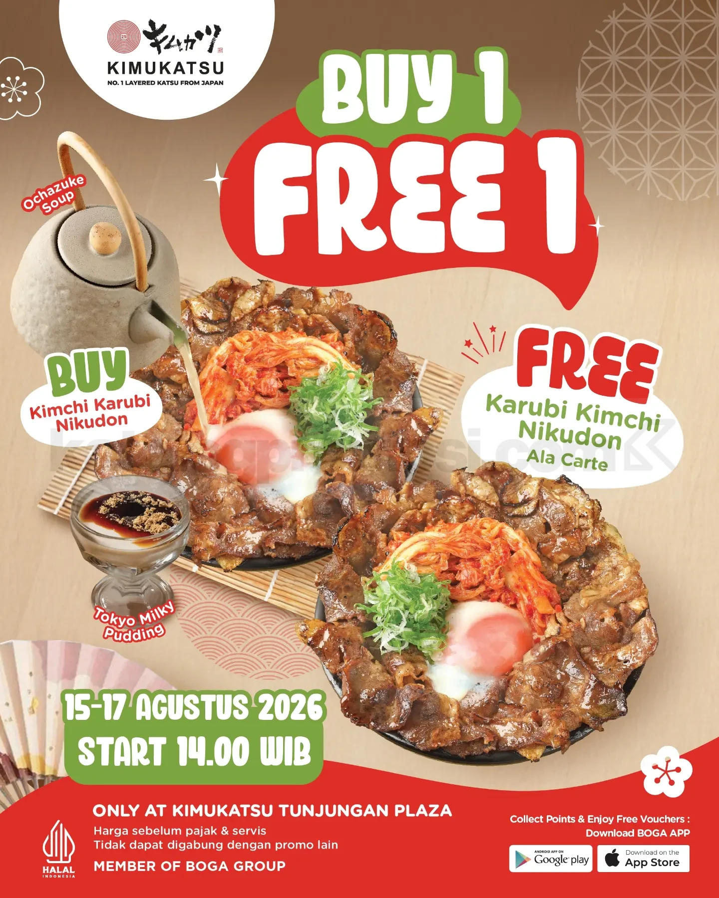 Kimukatsu: Promo Merdeka Buy 1 Free 1 Karubi Kimchi di Tunjungan Plaza!