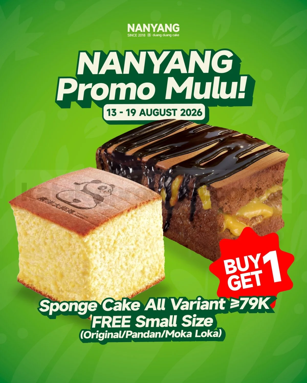 Nanyang Sponge Cake: Beli 1 Gratis 1, Hemat Mulai 79 Ribu!