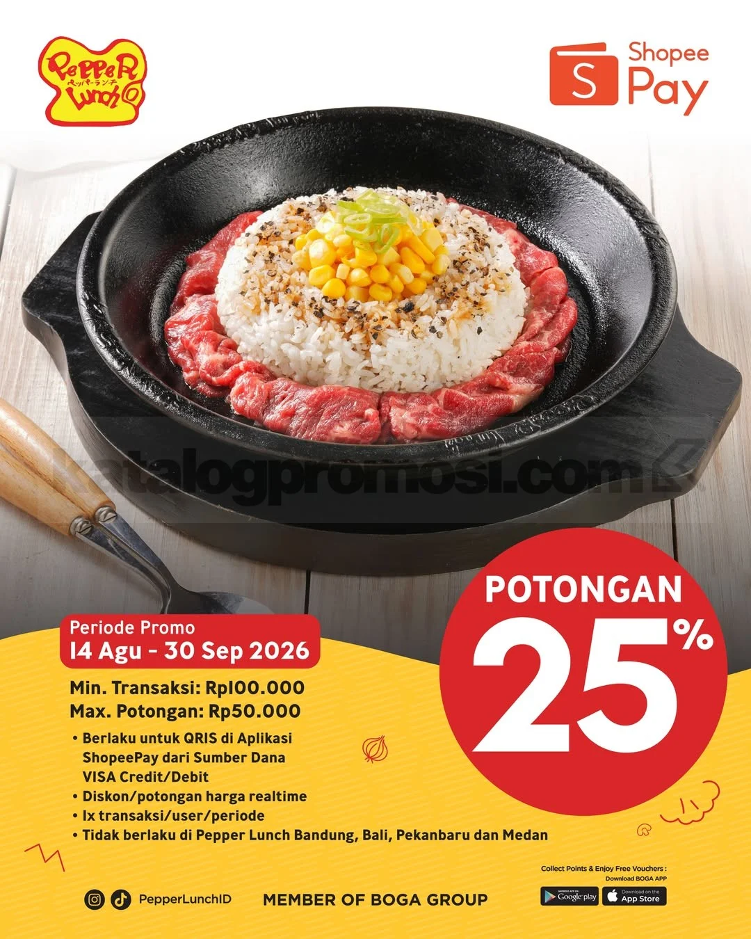 Pepper Lunch Diskon 25% Pakai ShopeePay, Agustus-September 2026