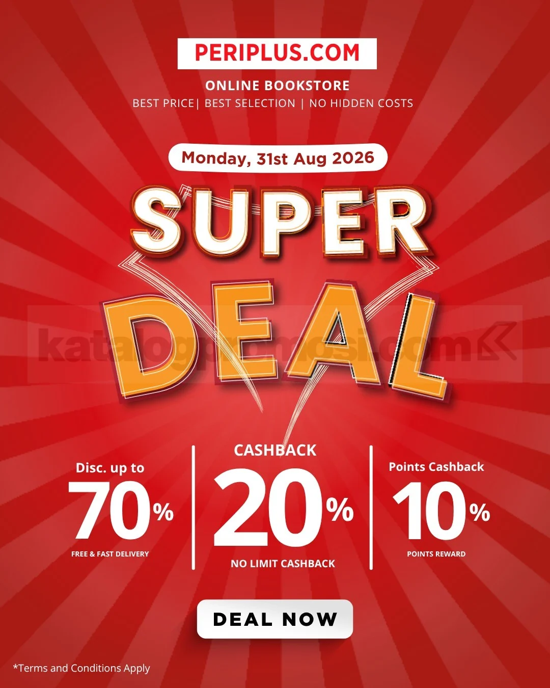 Periplus Super Deal: Diskon 70%, Cashback 20% No Limit
