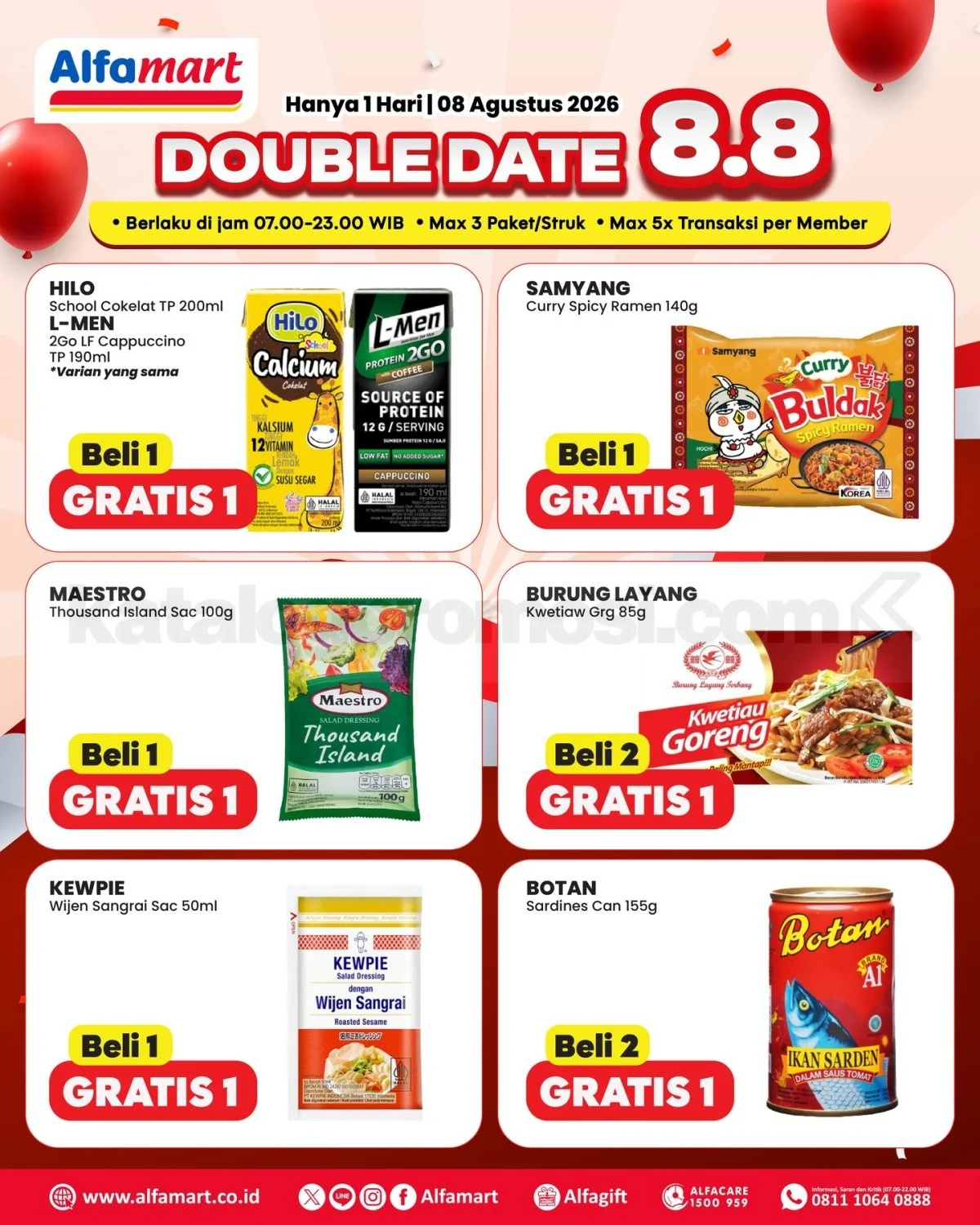 Promo Alfamart 8.8: Banjir Diskon Beli 1 Gratis 1 & 2 Gratis 1