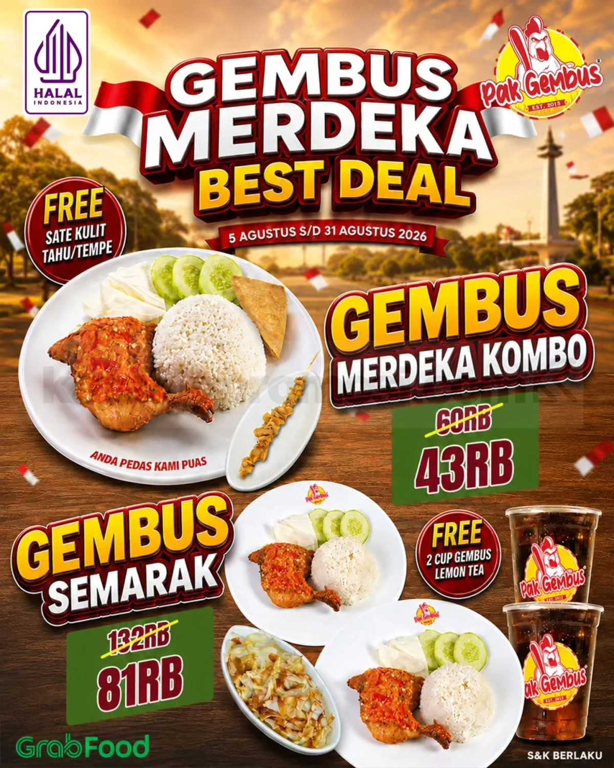Promo Ayam Gepuk Pak Gembus: Merdeka Extra Deal Mulai Rp43 Ribu