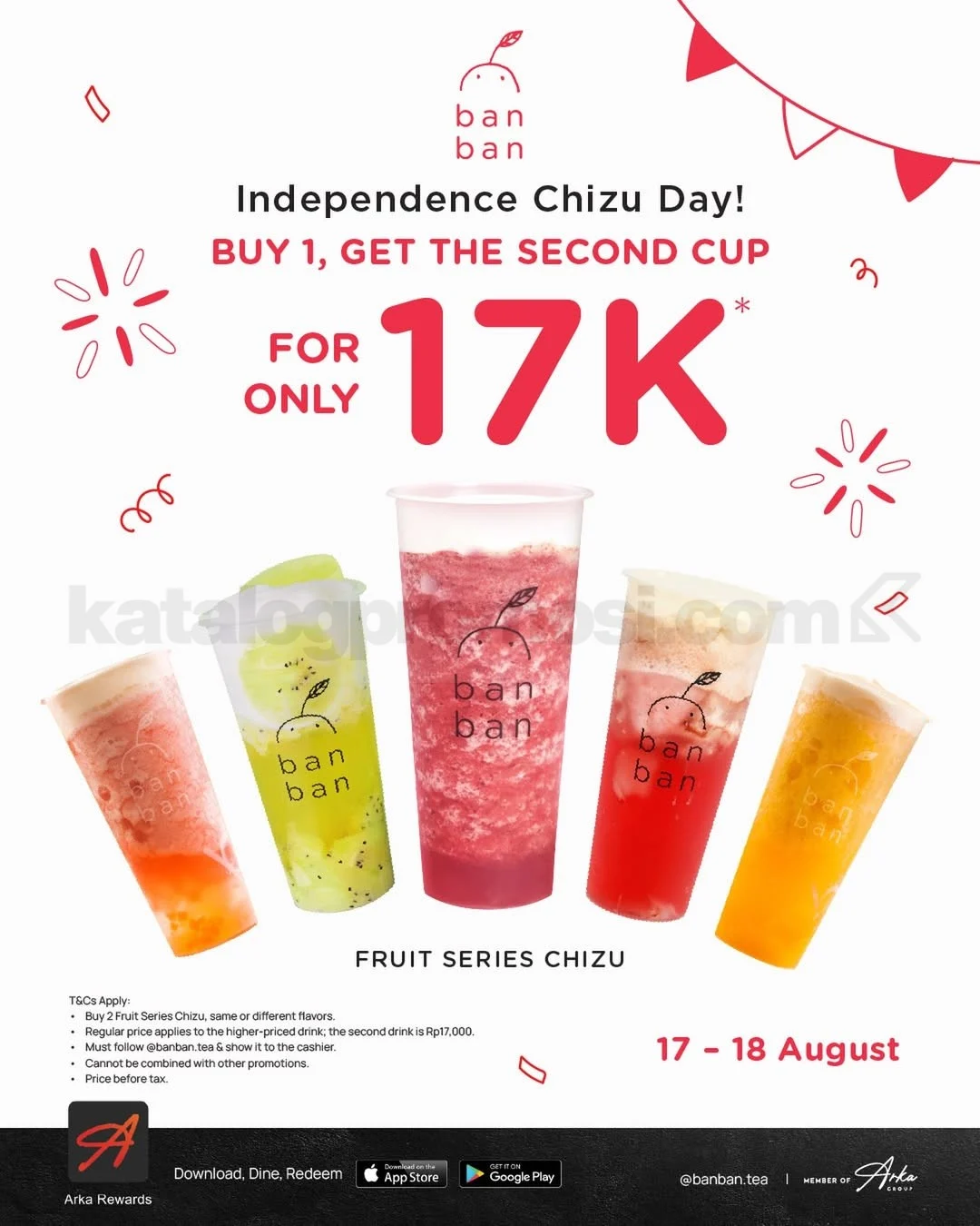 Promo Ban Ban Tea: Cup Kedua Fruit Series Rp17.000