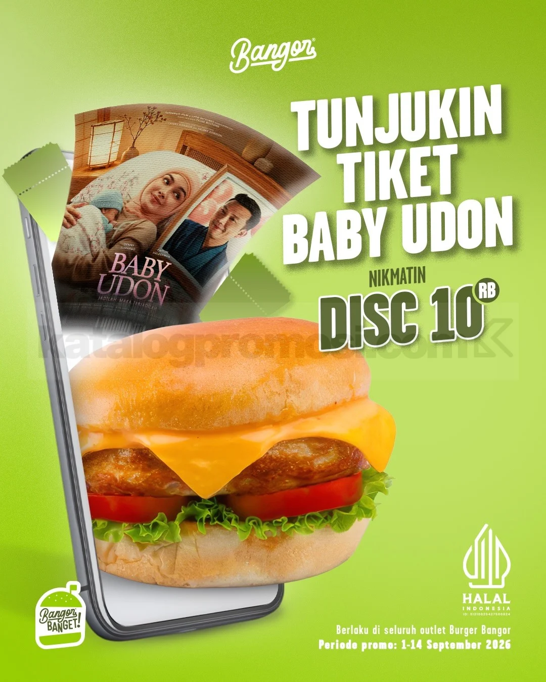 Promo Burger Bangor: Tiket Baby Udon Beri Diskon Rp 10.000