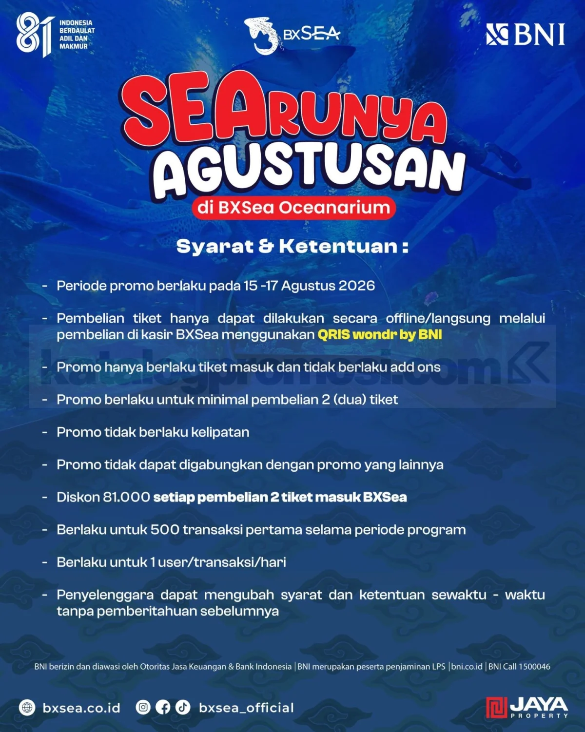 Promo BXSea: Diskon Rp 81.000 untuk 2 Tiket di Agustusan