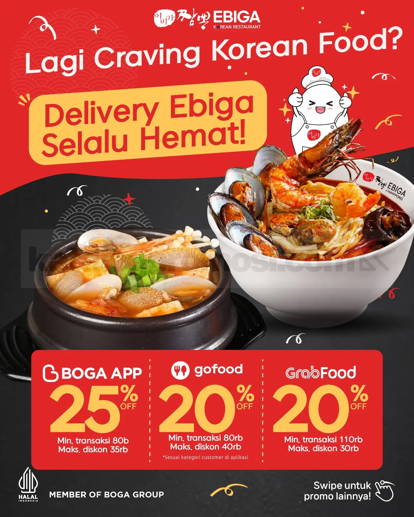 Promo Ebiga Jjamppong: Diskon Delivery hingga 25% di Boga App, GoFood, GrabFood
