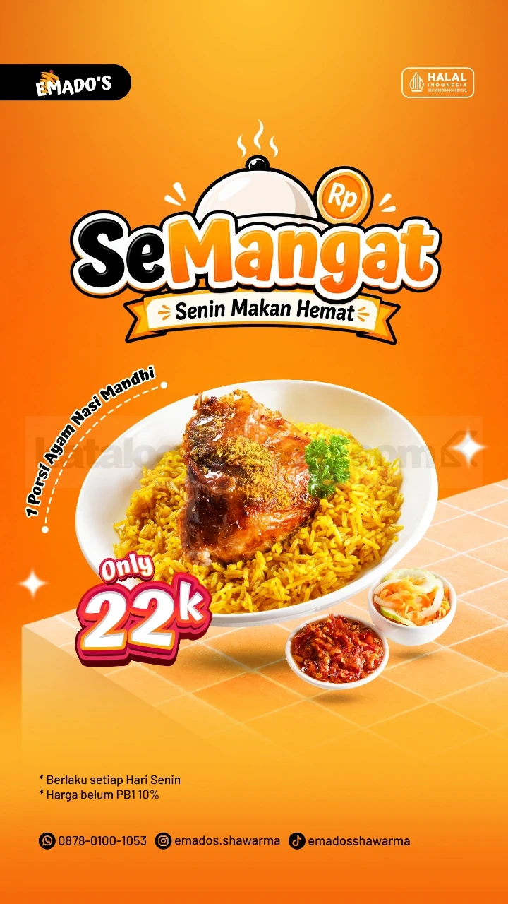 Promo Emados: Ayam Nasi Mandhi Hemat Tiap Senin