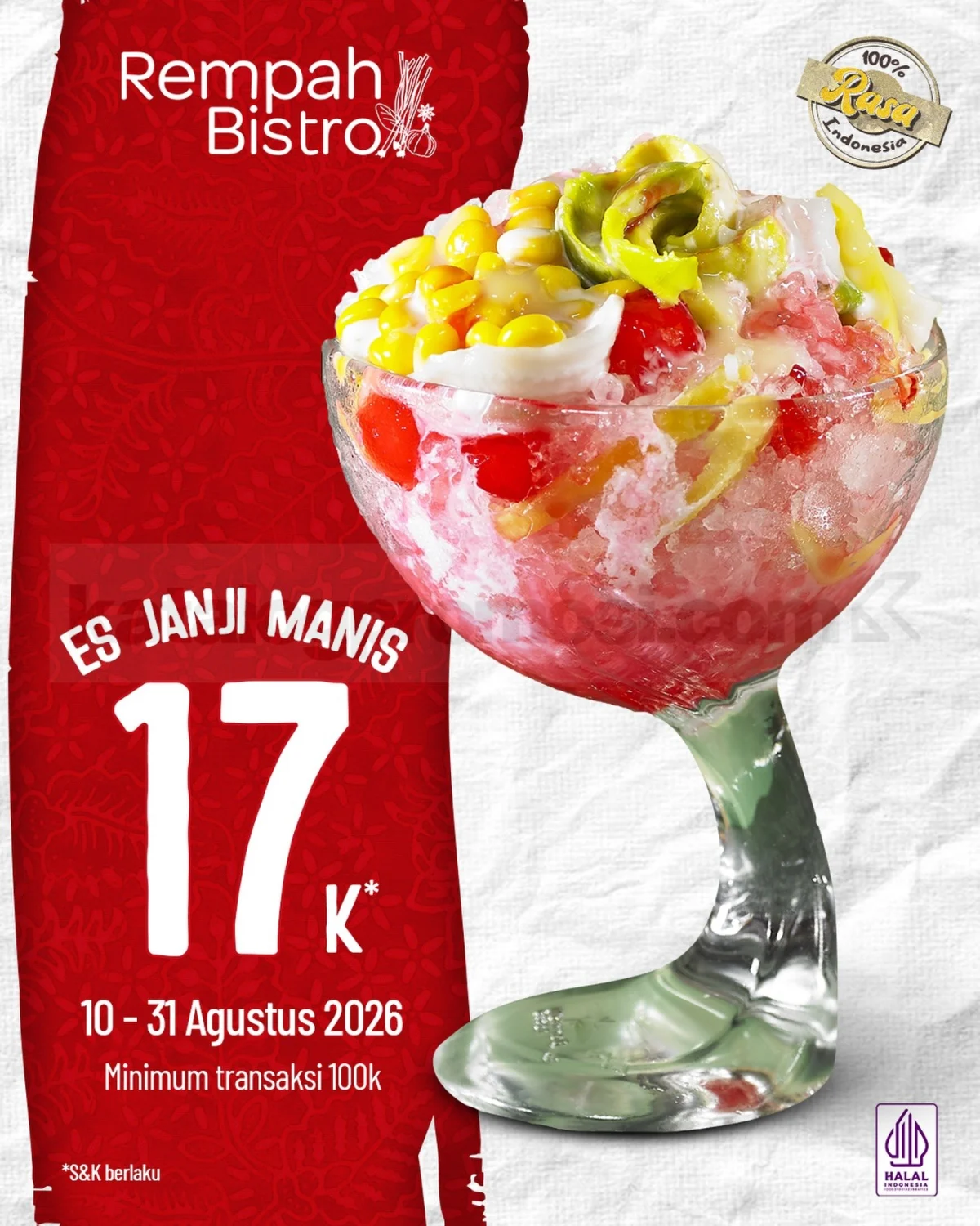 Promo Es Janji Manis Rempah Bistro: Manisnya Kemerdekaan Rp17.000!