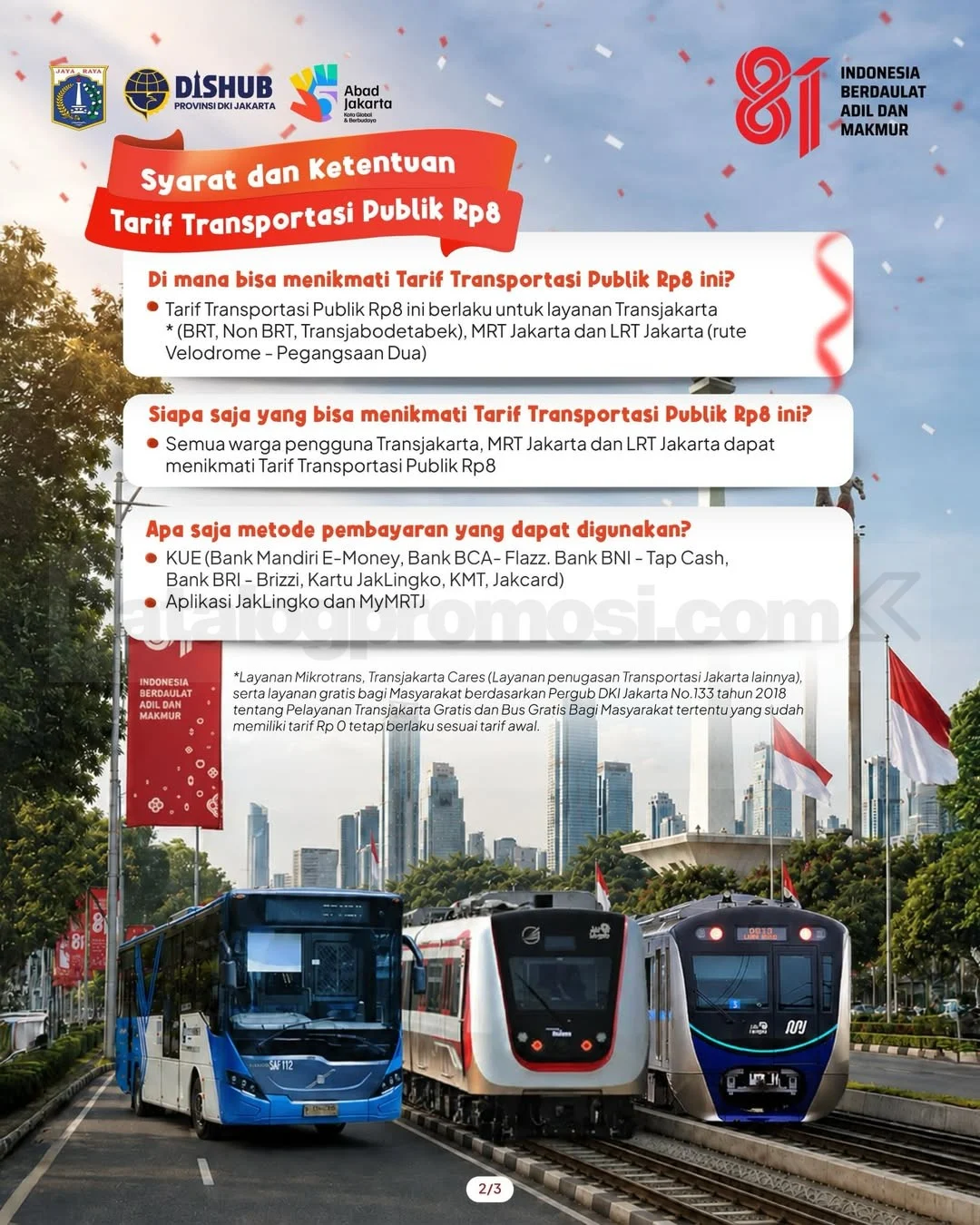 Promo HUT RI: Transportasi Publik Jakarta Rp8!