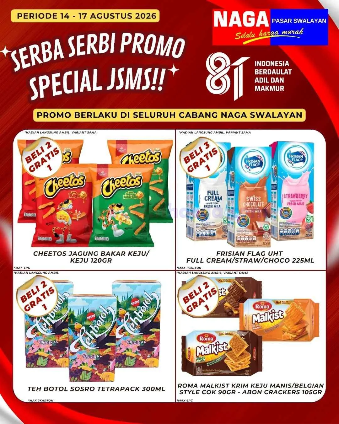 Promo JSM Naga Swalayan: Belanja Hemat Akhir Pekan 14-17 Agustus 2026