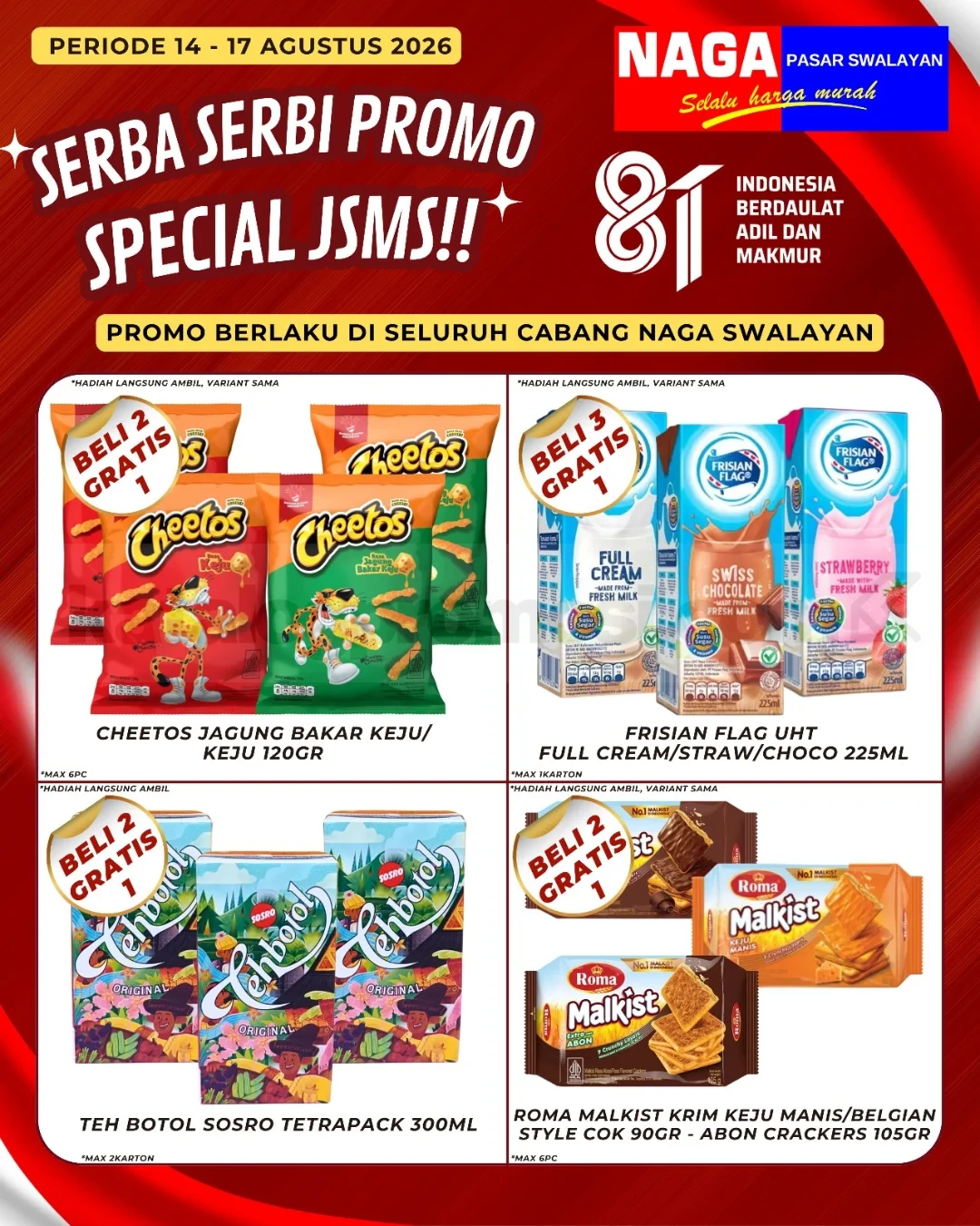 Promo JSM Naga Swalayan: Diskon Spesial 14-17 Agustus 2026