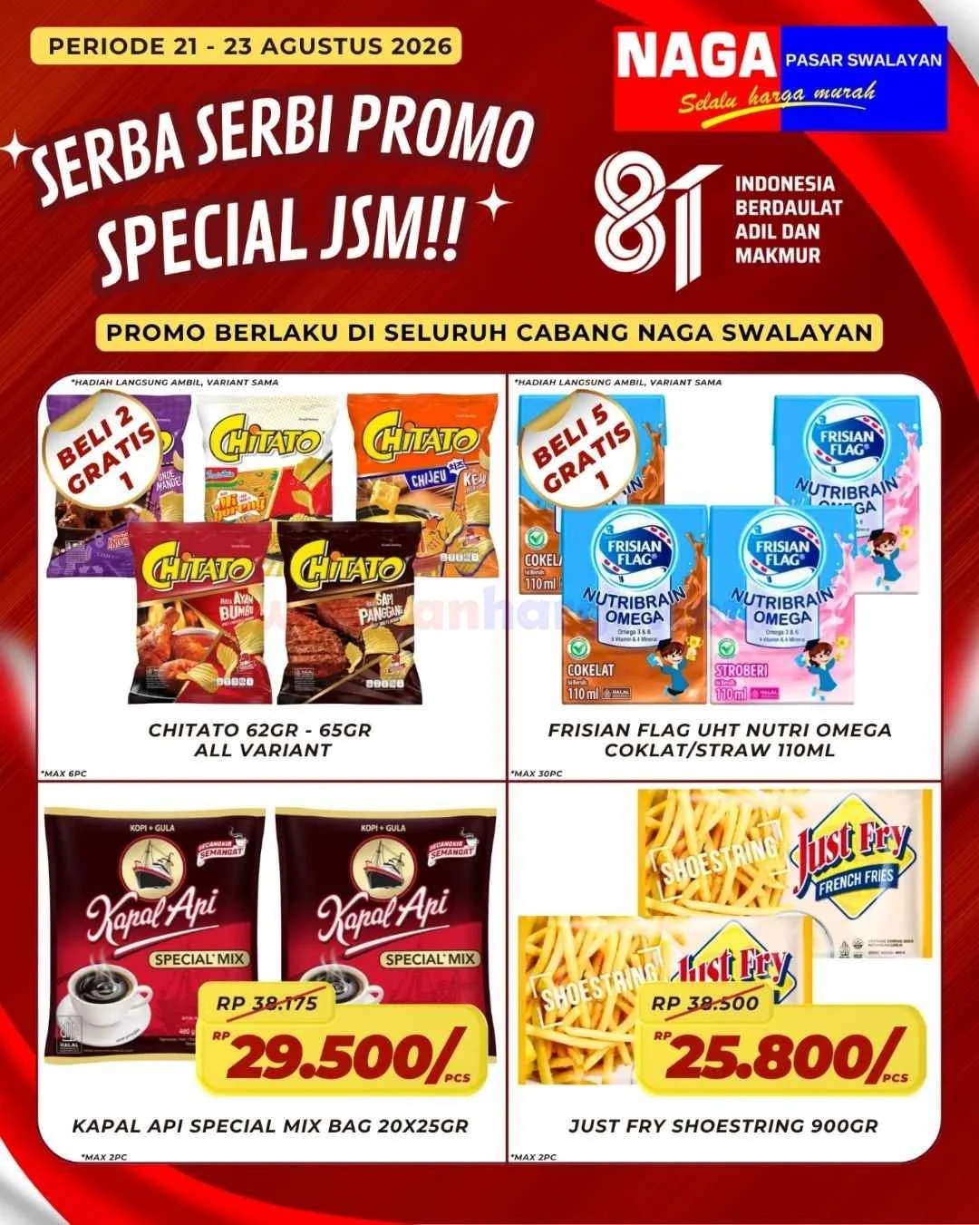 Promo JSM Naga Swalayan: Hemat Akhir Pekan 21-23 Agustus 2026