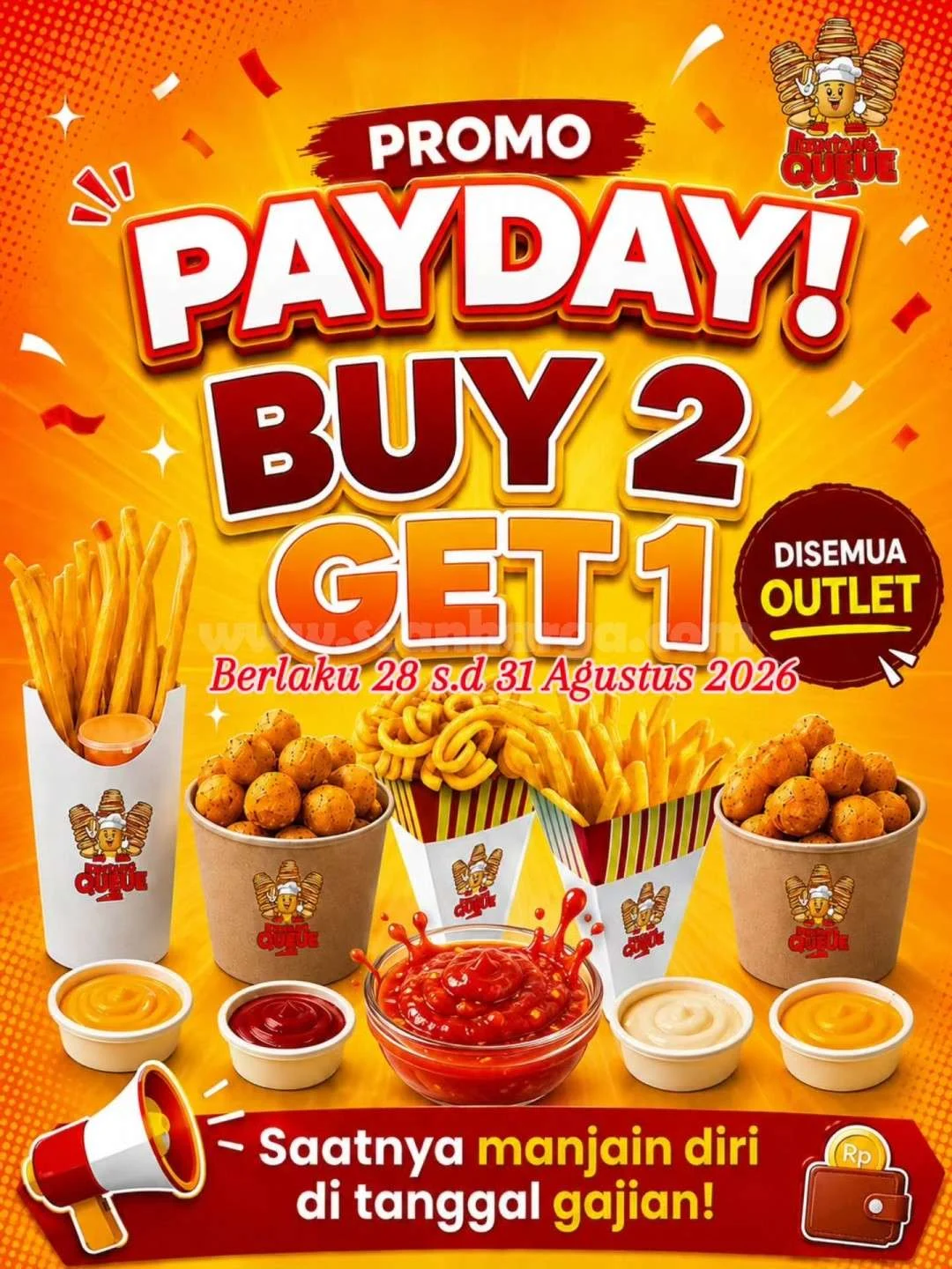 Promo Kentang Queue: Beli 2 Gratis 1 Akhir Pekan Gajian