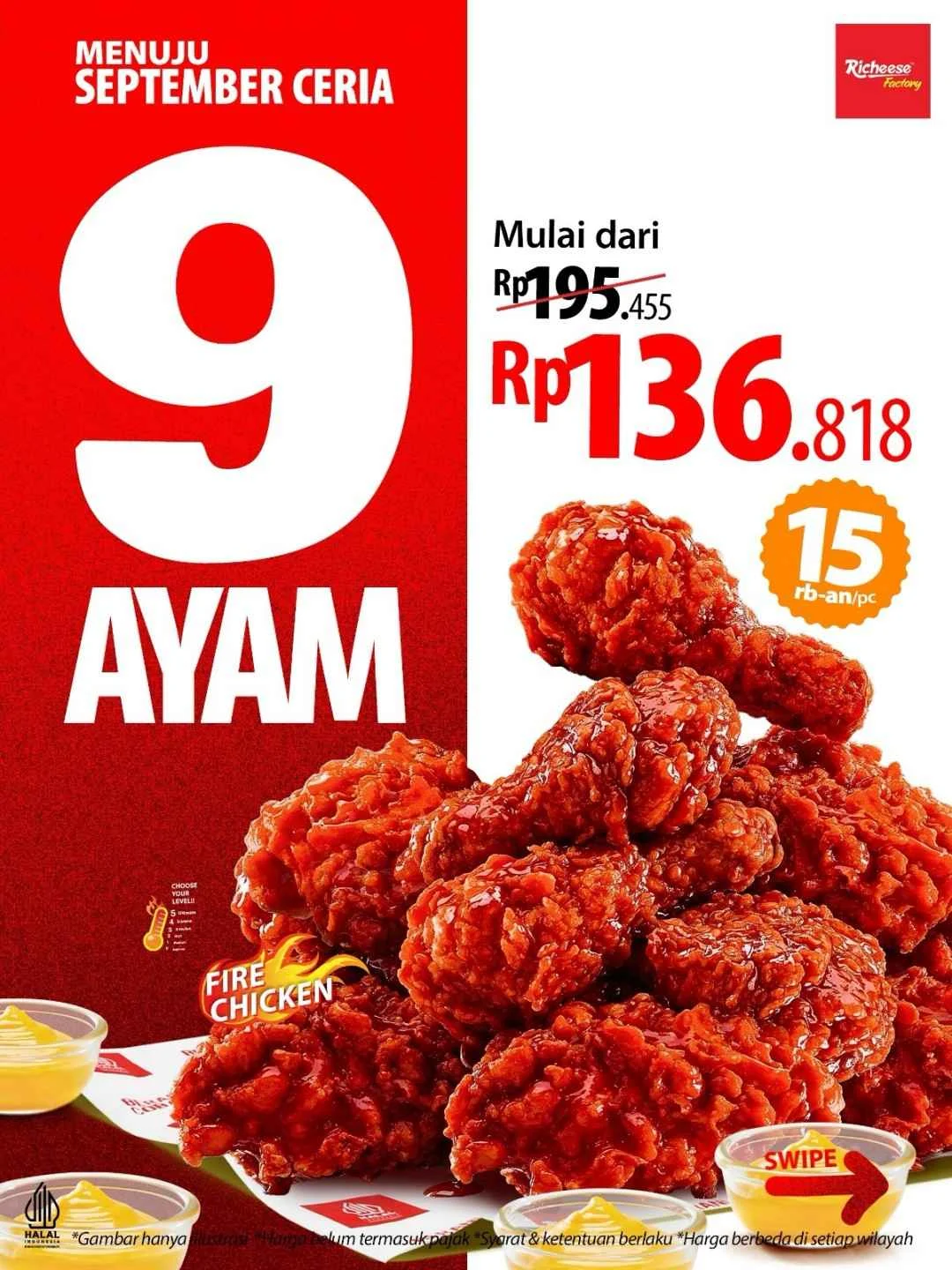 Promo Richeese Factory: 9 Ayam Hemat Mulai Rp 136.818
