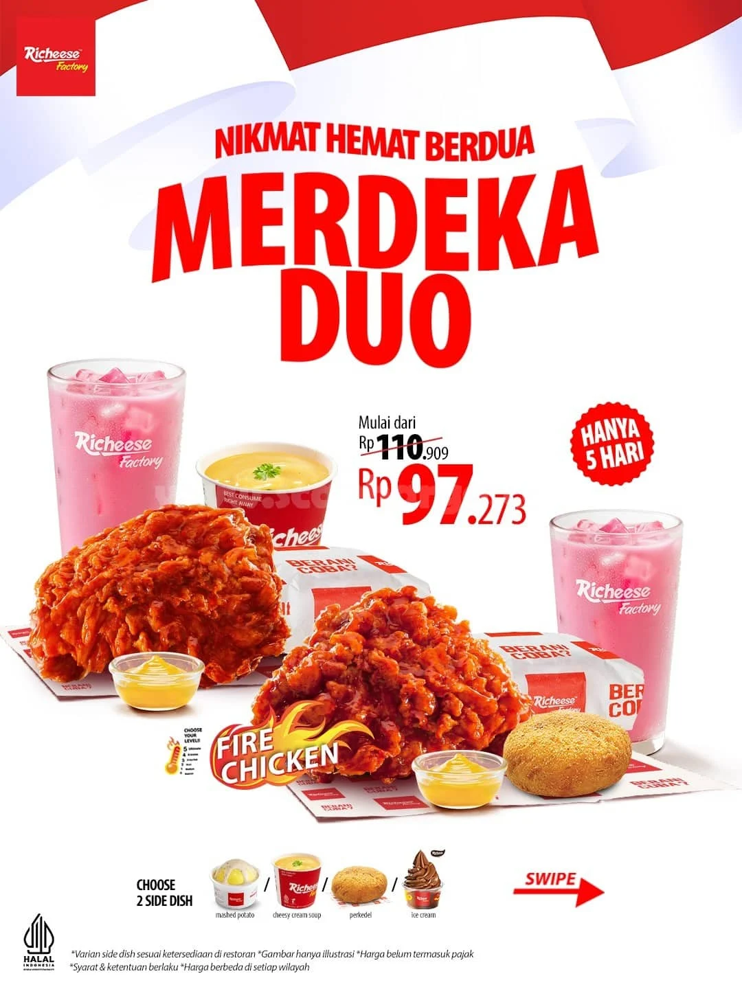Promo Richeese Factory Merdeka Duo: Paket Hemat Makan Berdua Rp 86.364