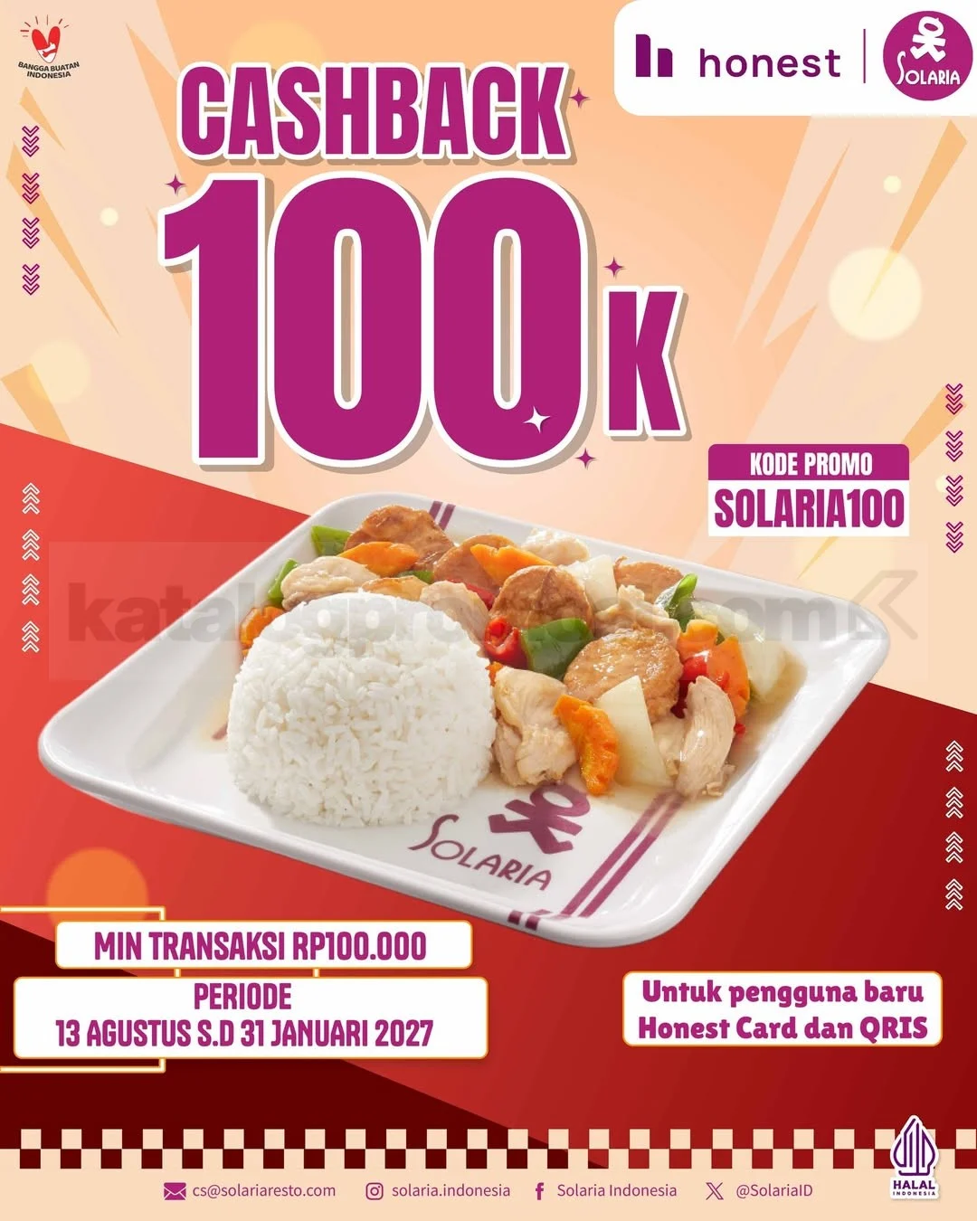 Promo Solaria: Cashback Rp100 Ribu Hingga 31 Januari 2027