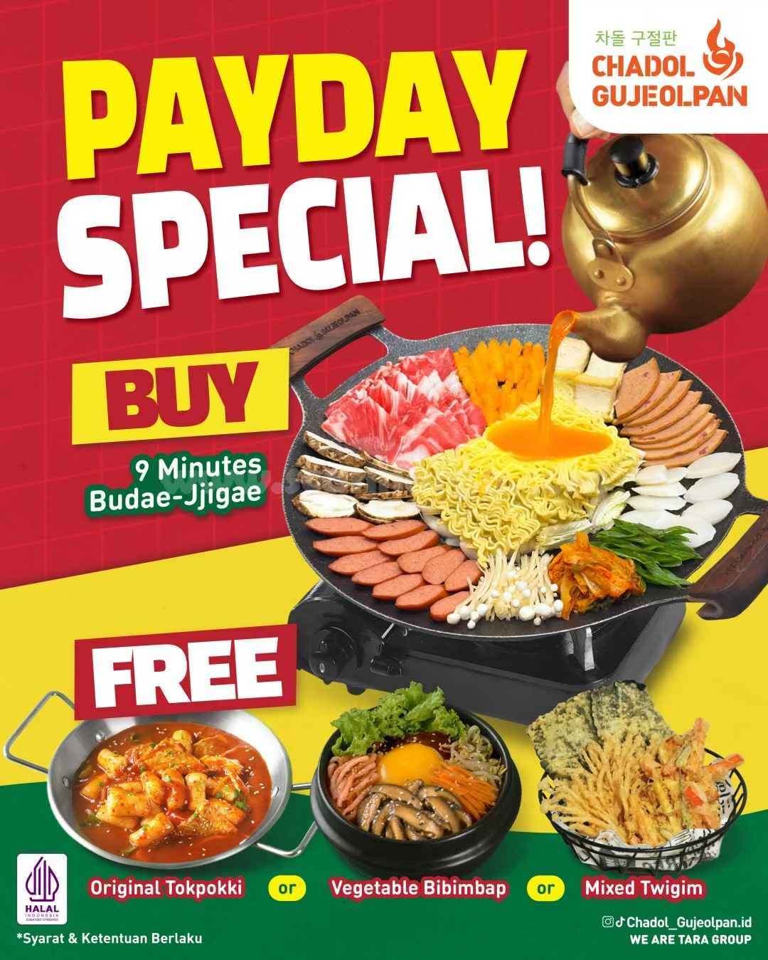 Promo Spesial Gajian: Beli 1 Gratis 1 Menu Korea di Chadol Gujeolpan