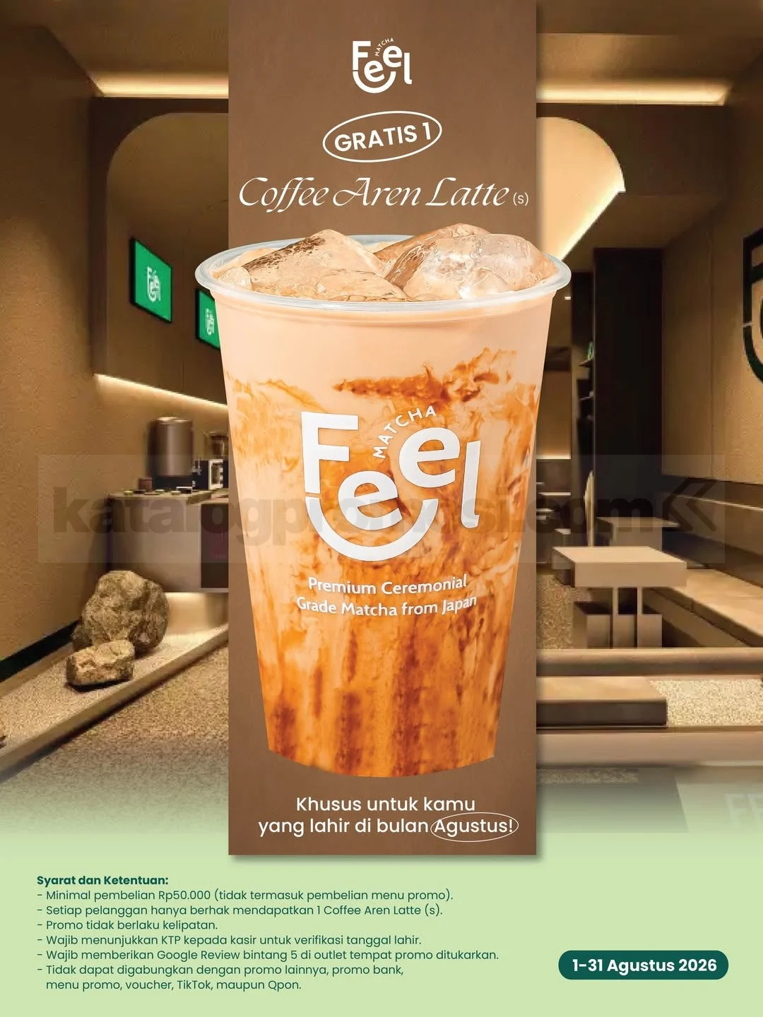 Promo Spesial Ulang Tahun: Coffee Aren Latte Gratis di Feel Matcha