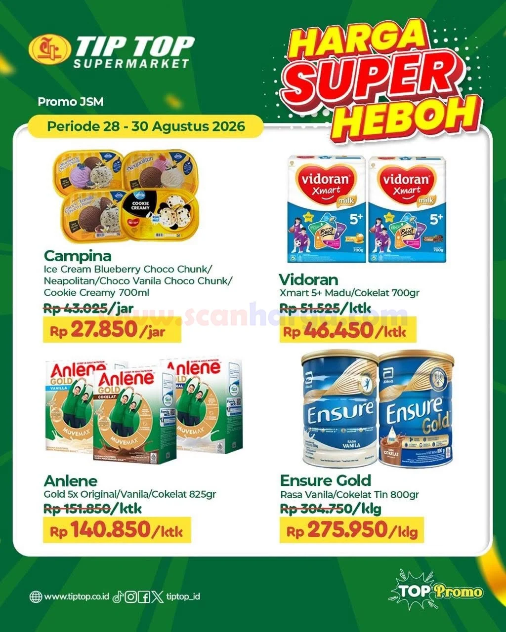 Promo TIPTOP Akhir Pekan: Diskon Besar 28-30 Agustus 2026
