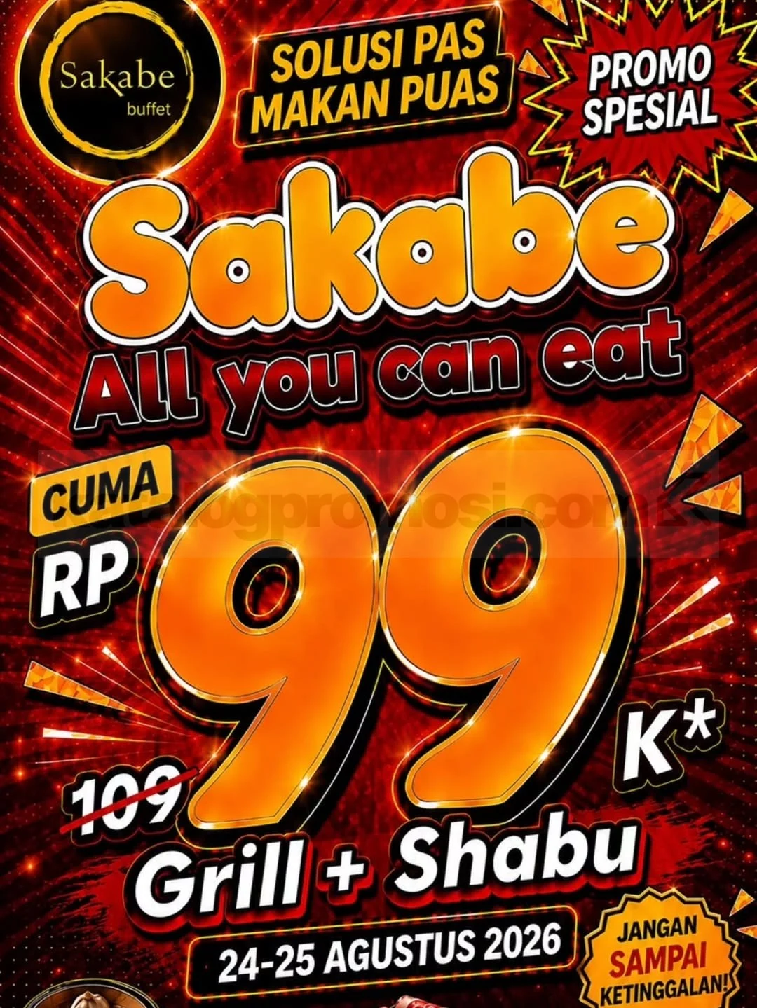 Sakabe All You Can Eat Rp99rb: Daging & Minum Puas!