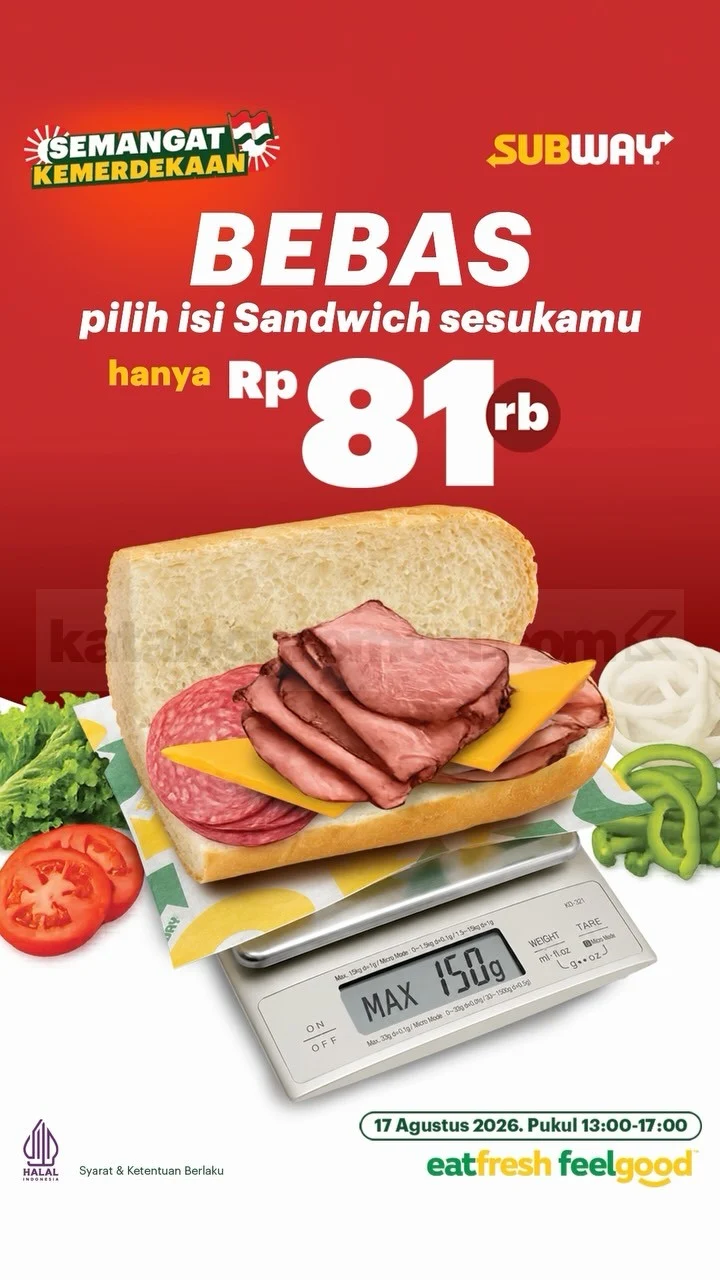 Subway Hadirkan Promo Kemerdekaan: Sandwich 6-inch Bebas Isi Rp81.000