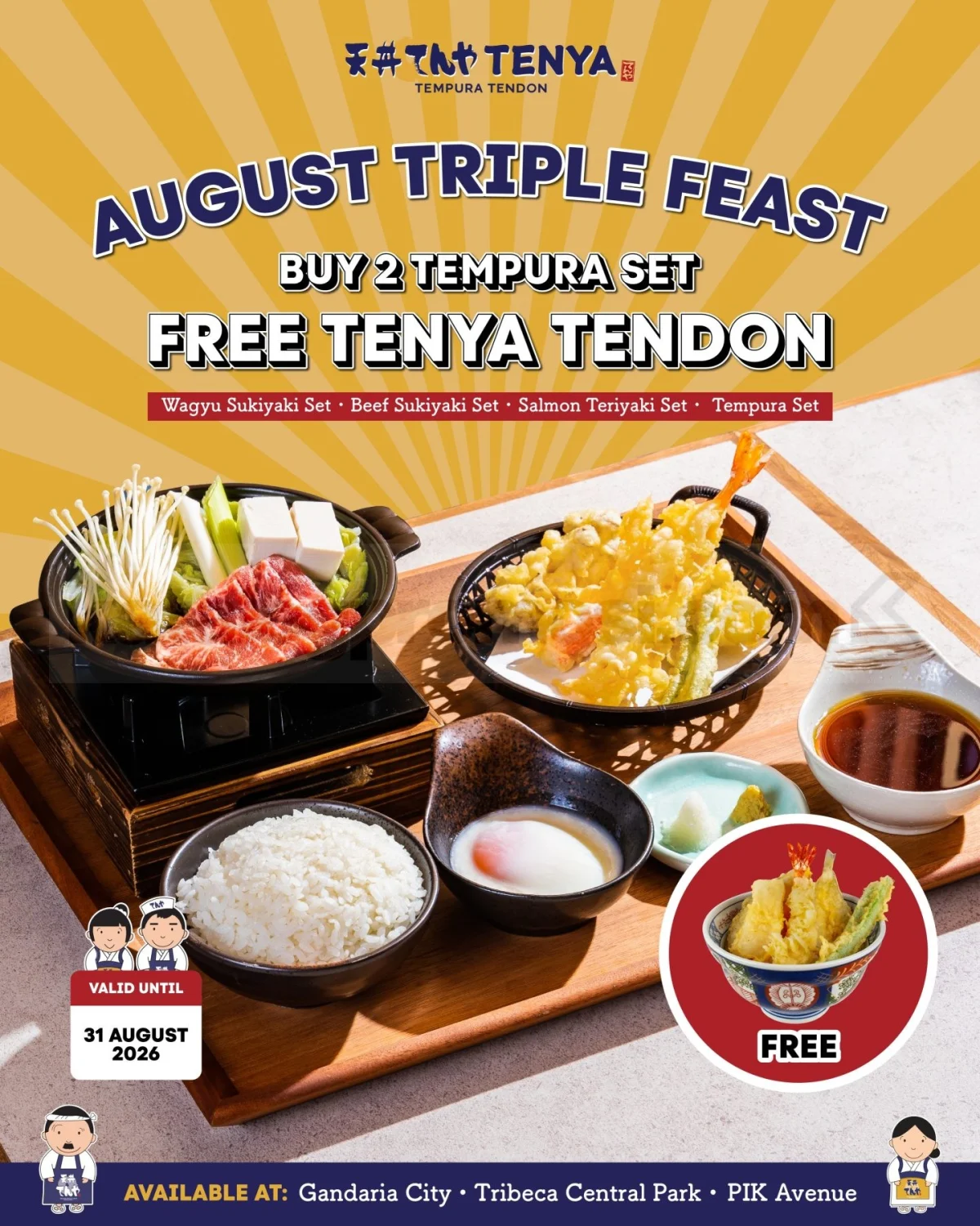 Tenya August Triple Feast: Beli 2 Set, Gratis 1 Tendon!