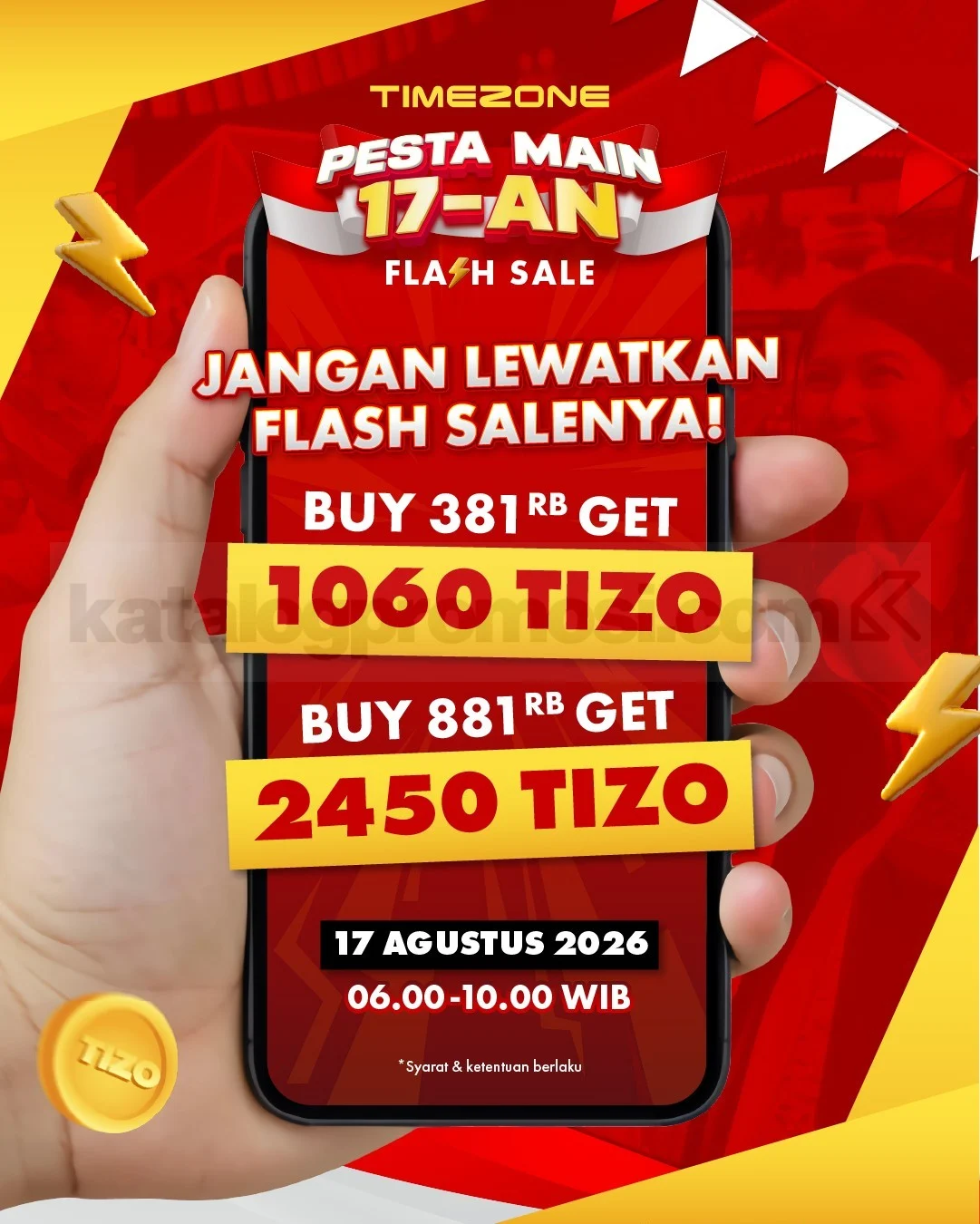 Timezone Beri Bonus Tizo 178% di Flash Sale 17 Agustus