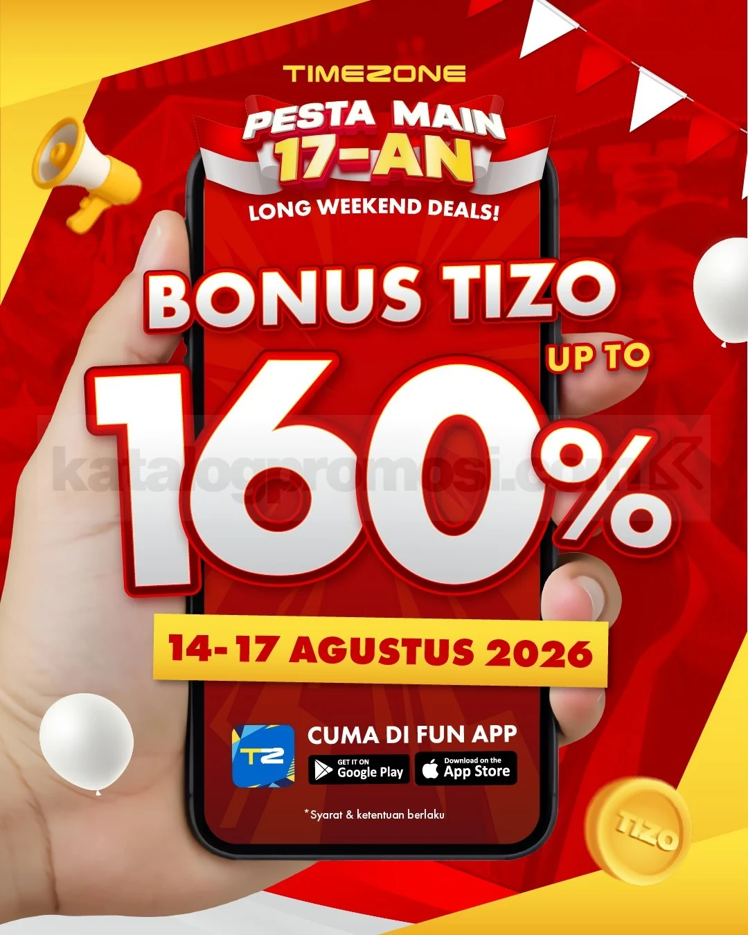 Timezone Tawarkan Bonus Tizo 160% di Long Weekend