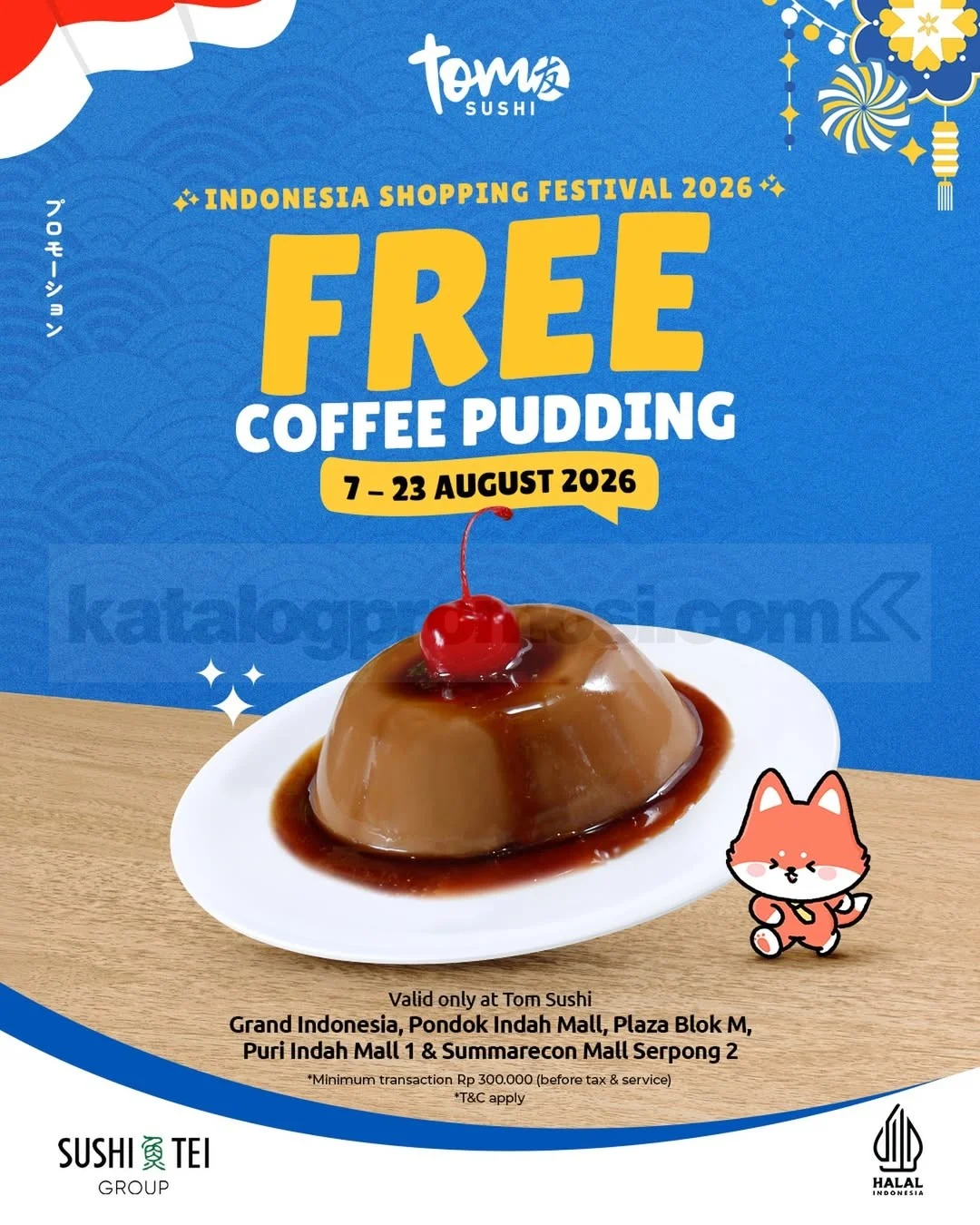 Tom Sushi: Coffee Pudding Gratis di Indonesia Shopping Festival 2026